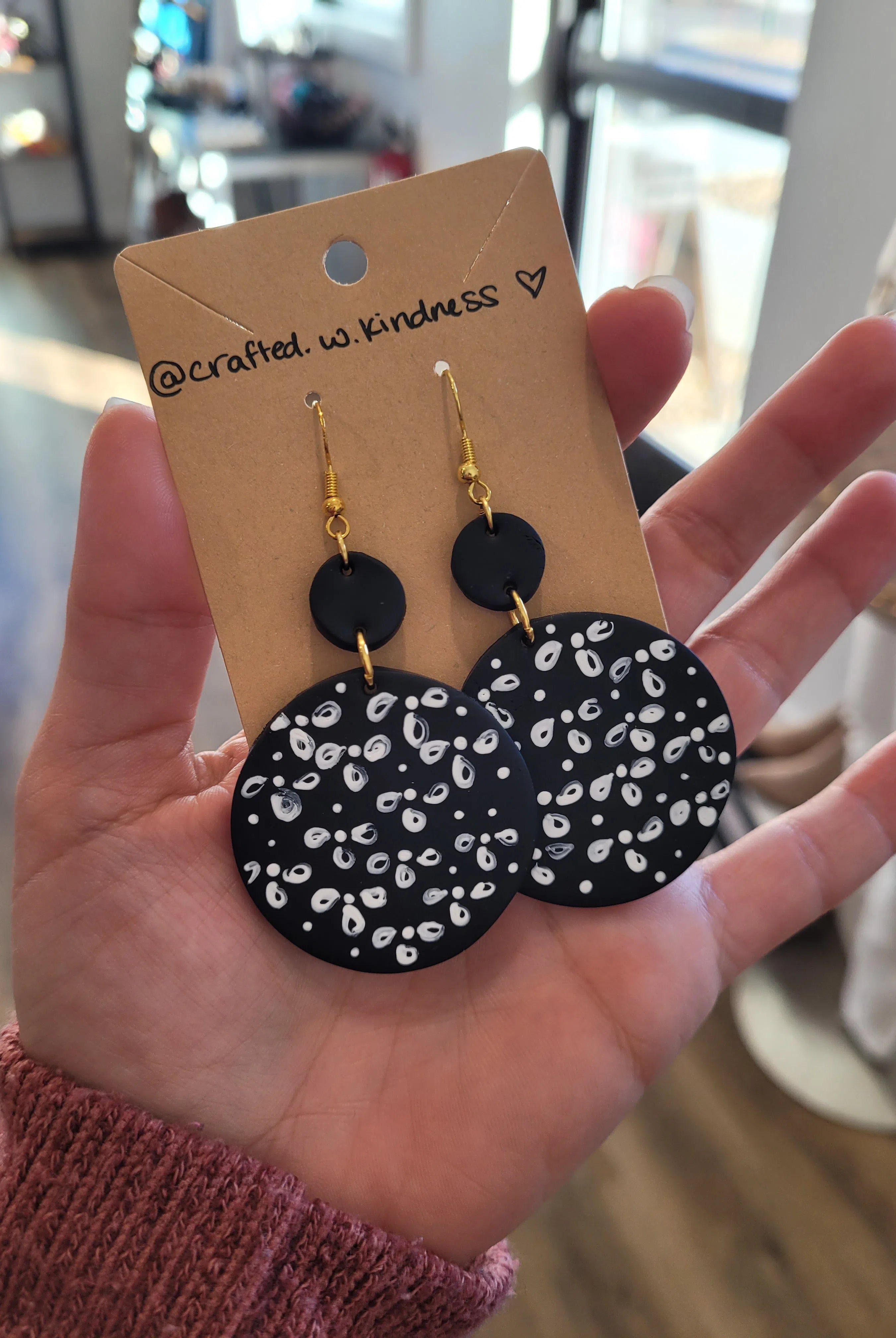 Shop Hand Painted Floral Circle Clay Earrings-Earrings at Ruby Joy Boutique, a Women's Clothing Store in Pickerington, Ohio