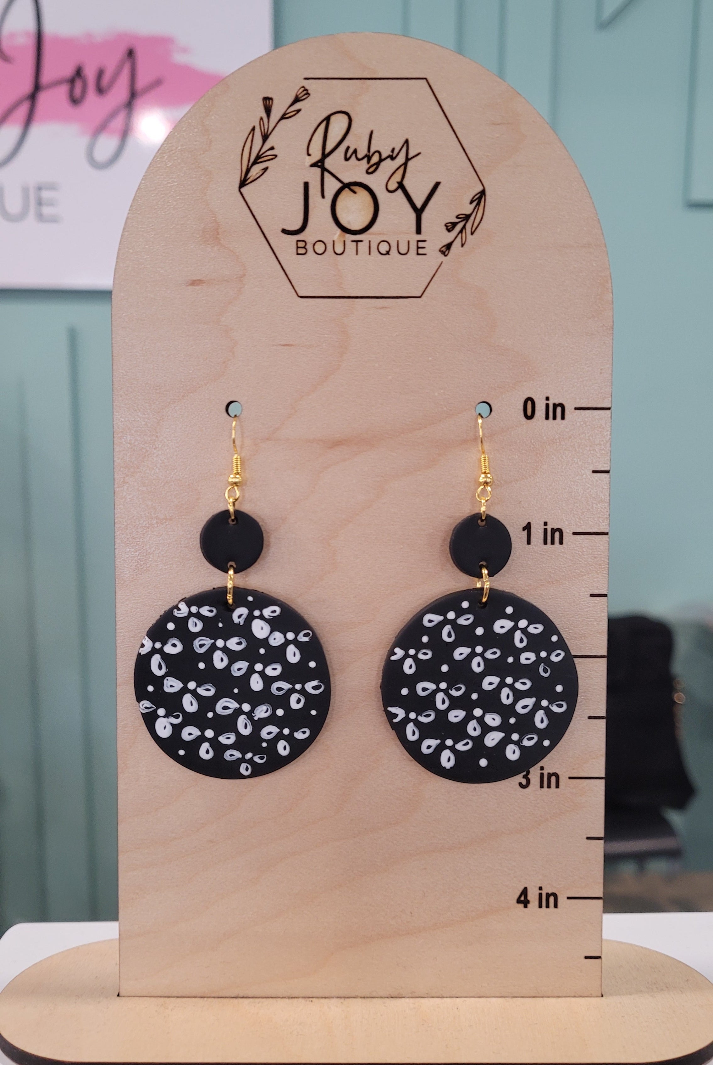 Shop Hand Painted Floral Circle Clay Earrings-Earrings at Ruby Joy Boutique, a Women's Clothing Store in Pickerington, Ohio