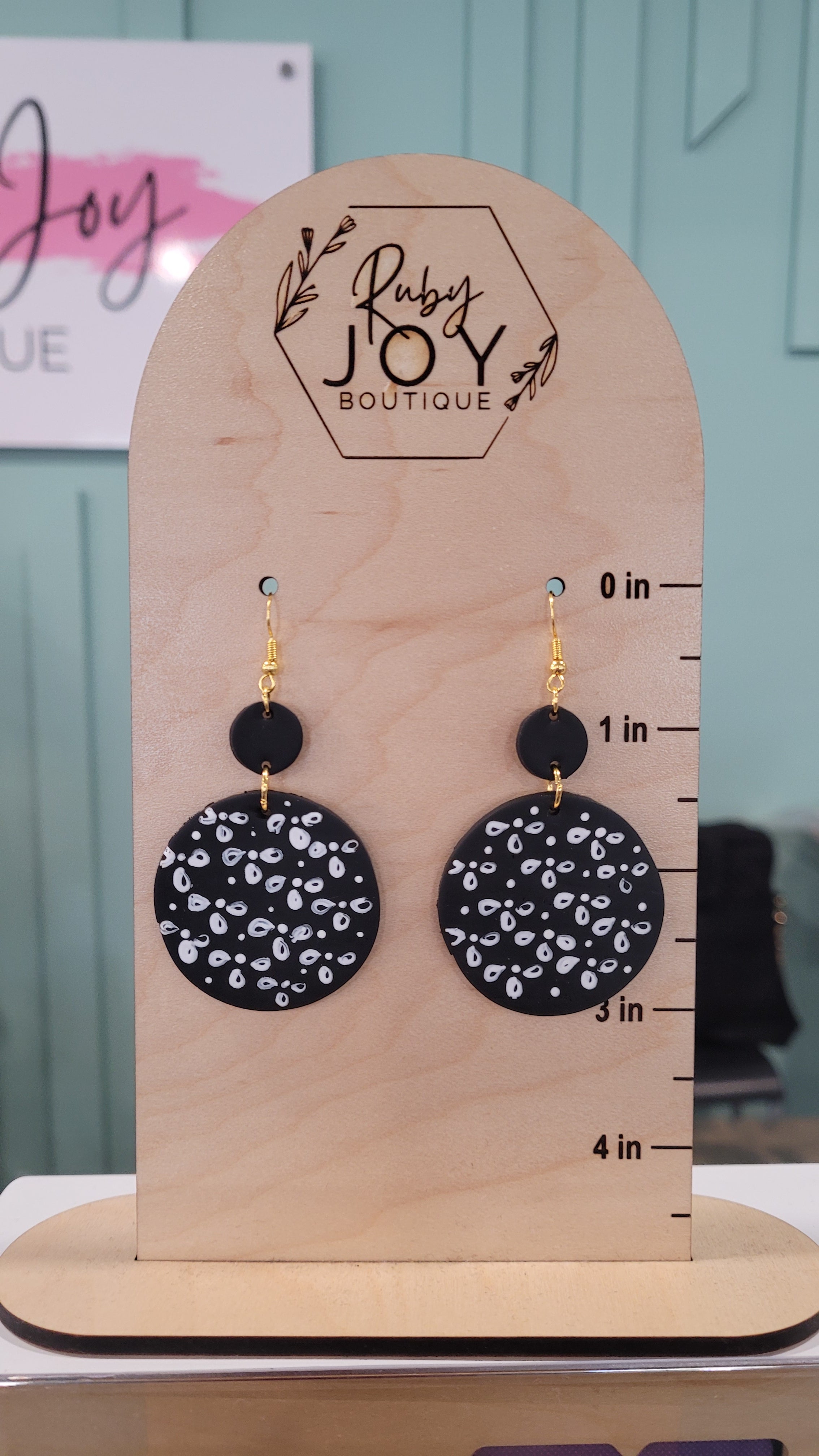 Shop Hand Painted Floral Circle Clay Earrings-Earrings at Ruby Joy Boutique, a Women's Clothing Store in Pickerington, Ohio