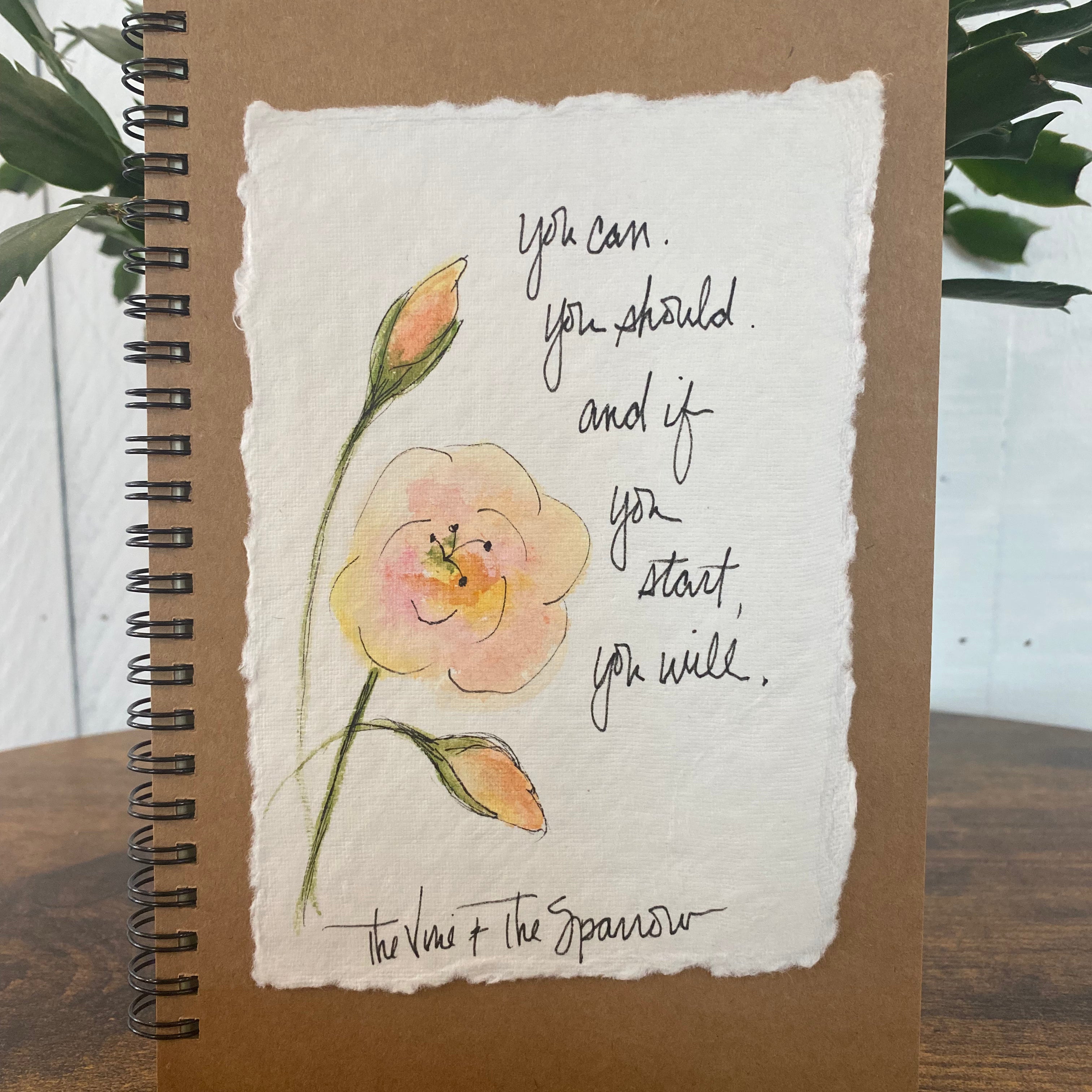 Shop Hand-Painted Watercolor Journal | Spiral Notebook-You Can. You Should. at Ruby Joy Boutique, a Women's Clothing Store in Pickerington, Ohio