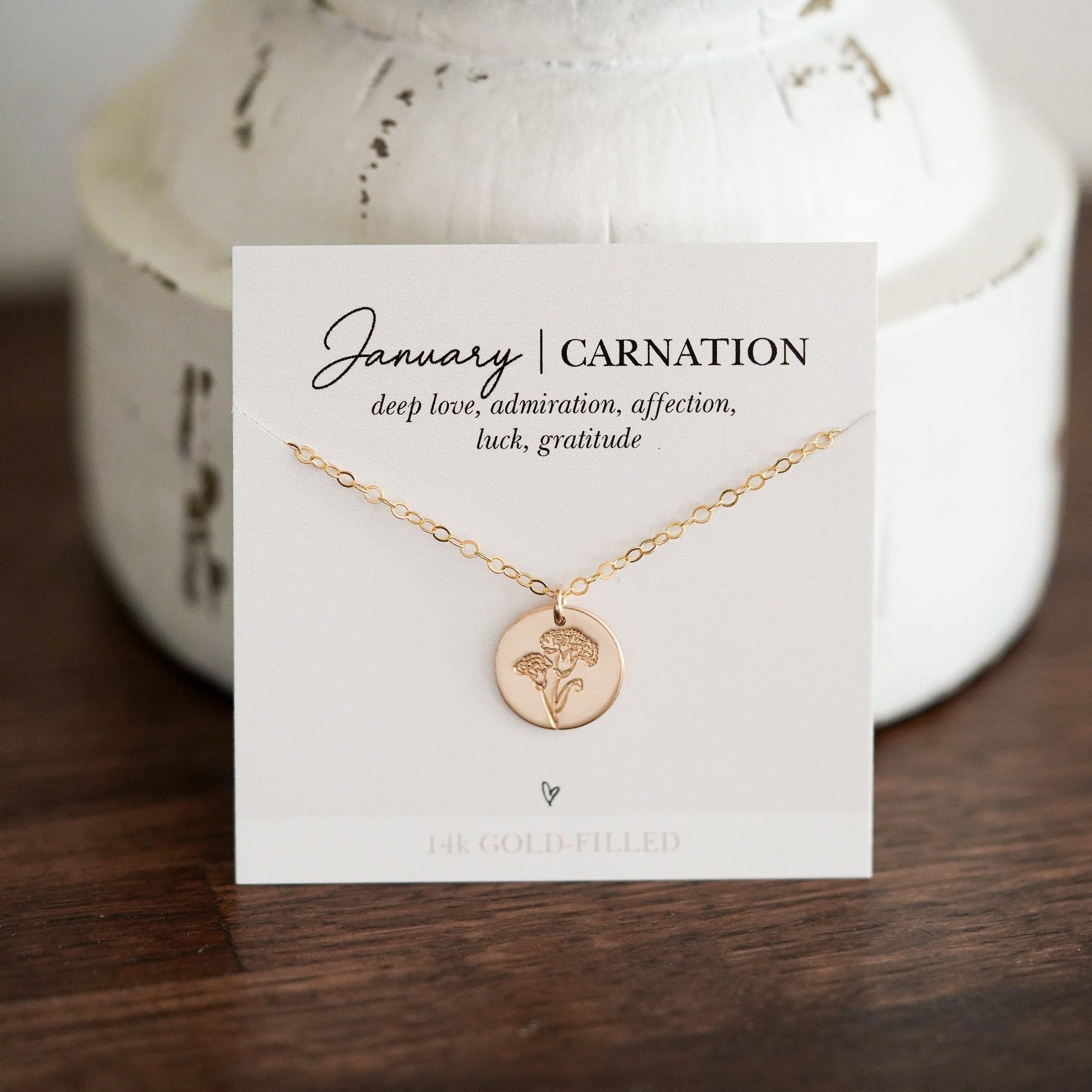 Shop Hand Stamped Birth Flower Necklaces-Necklaces at Ruby Joy Boutique, a Women's Clothing Store in Pickerington, Ohio