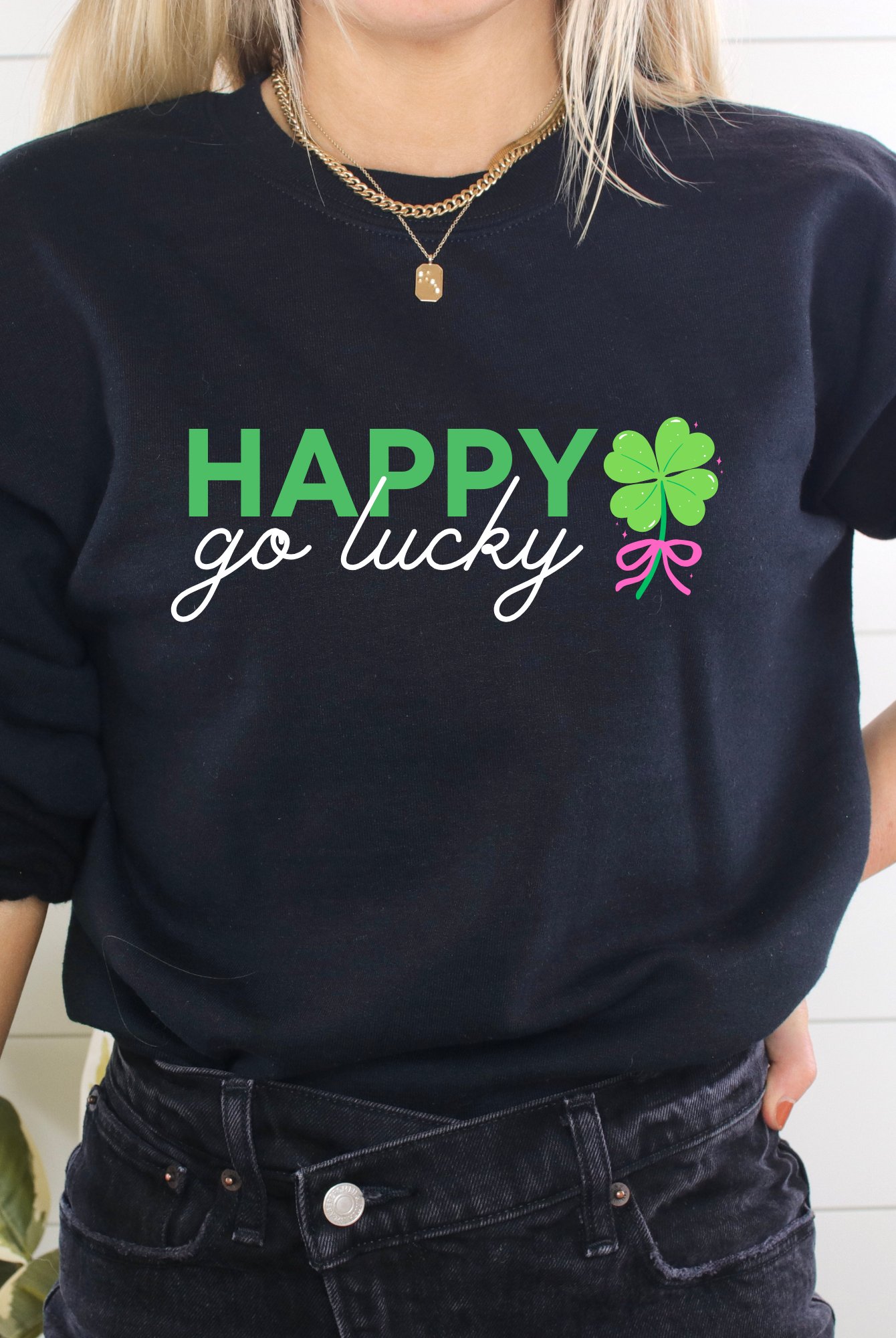 Shop Happy Go Lucky | St. Patrick's Day Graphic Top-Tee at Ruby Joy Boutique, a Women's Clothing Store in Pickerington, Ohio