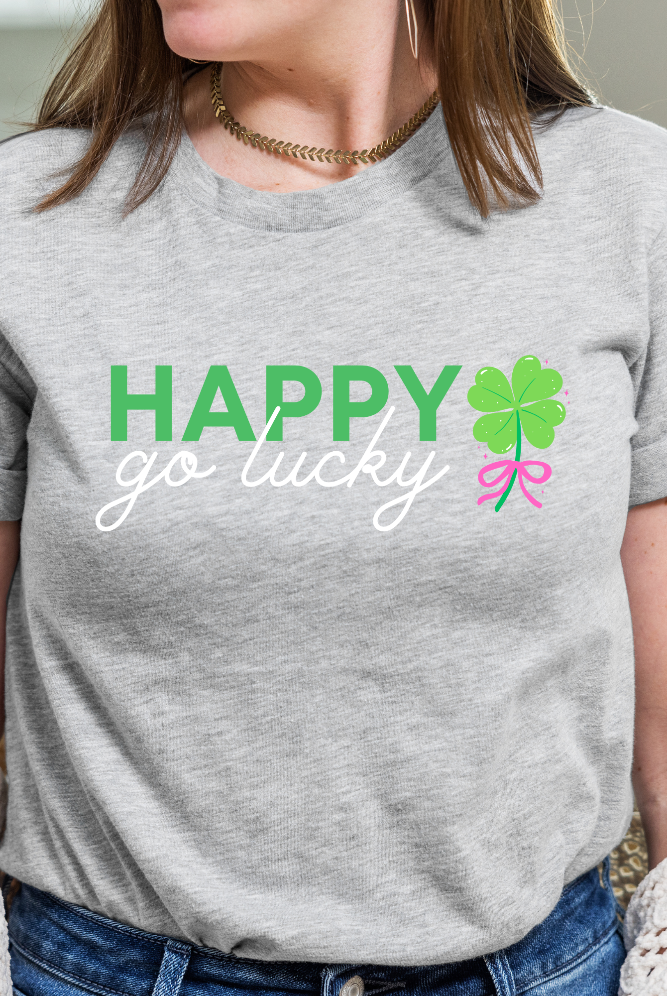 Shop Happy Go Lucky | St. Patrick's Day Graphic Top-Tee at Ruby Joy Boutique, a Women's Clothing Store in Pickerington, Ohio