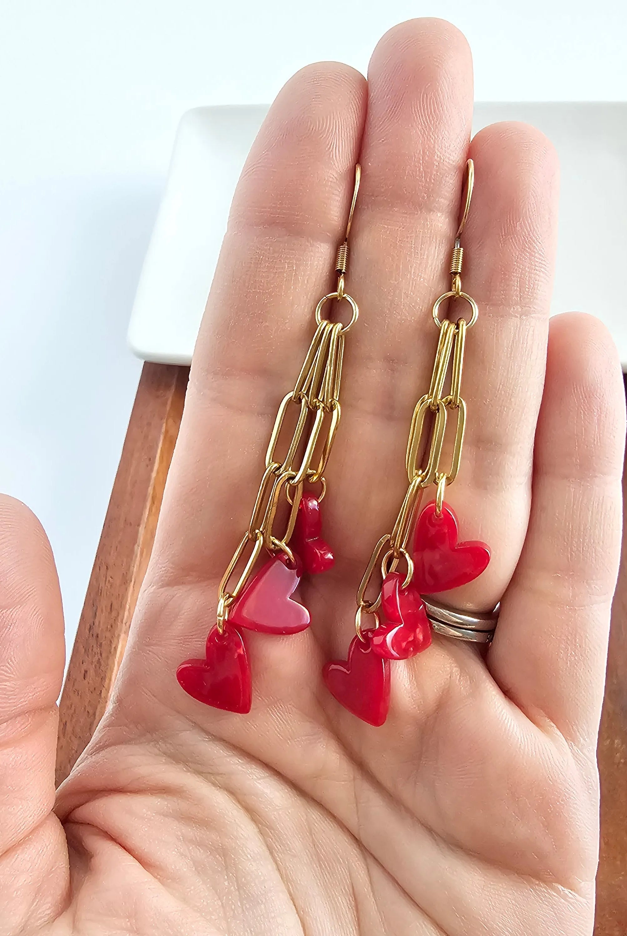 Shop Heartstring Earrings - Red- at Ruby Joy Boutique, a Women's Clothing Store in Pickerington, Ohio