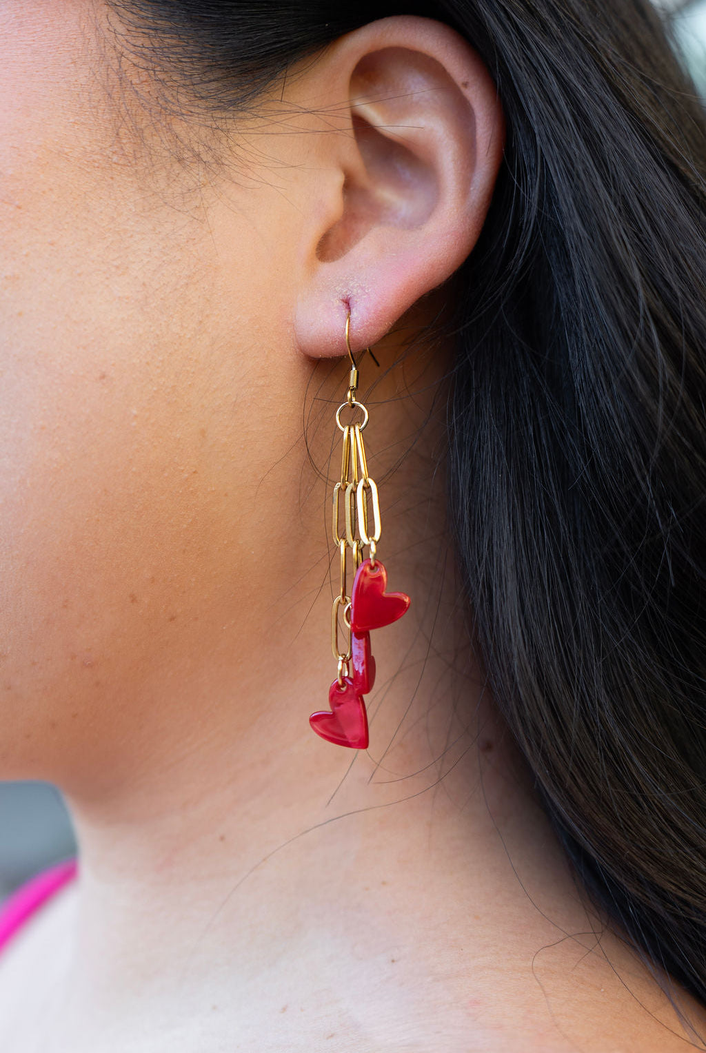 Shop Heartstring Earrings - Red- at Ruby Joy Boutique, a Women's Clothing Store in Pickerington, Ohio