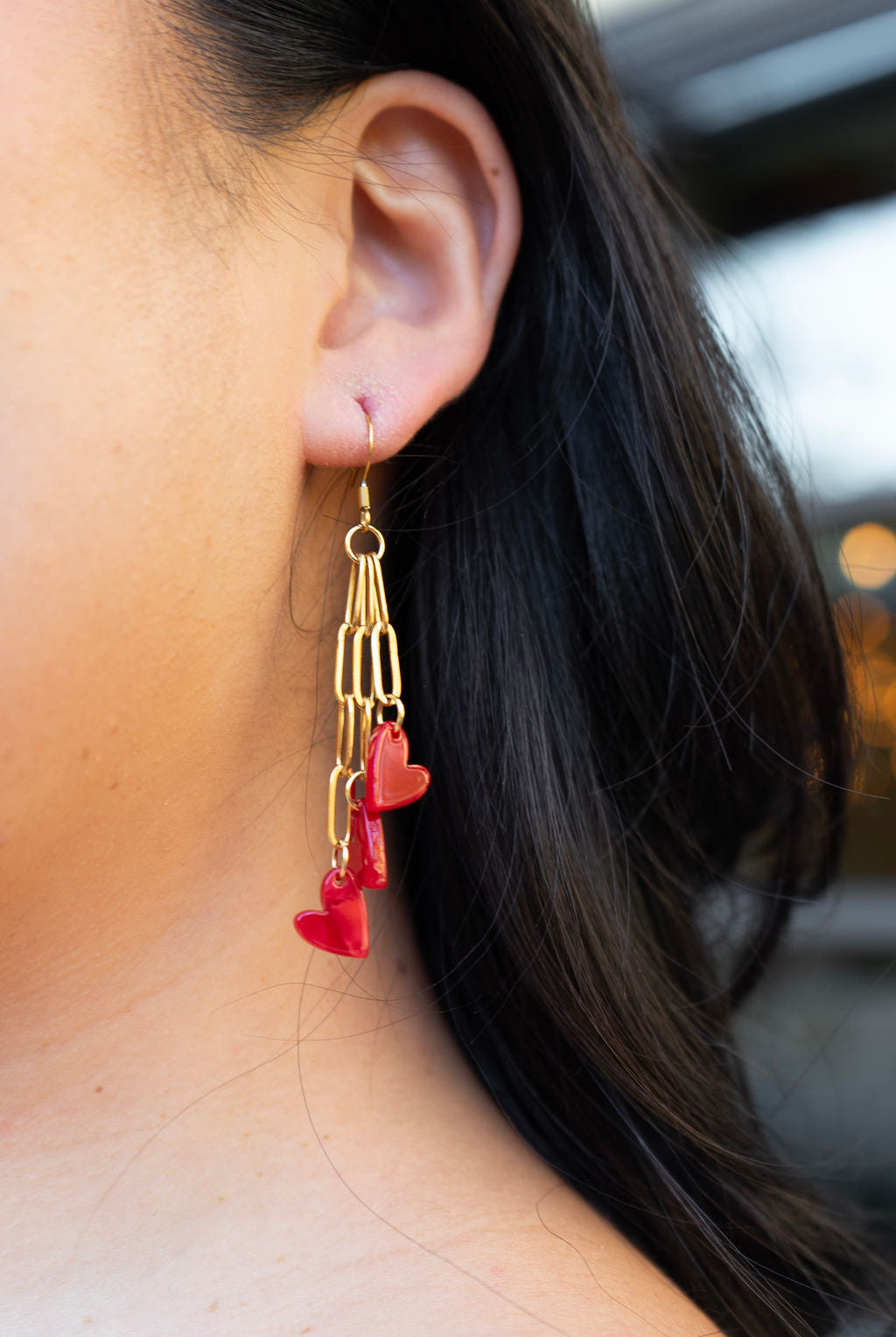 Shop Heartstring Earrings - Red- at Ruby Joy Boutique, a Women's Clothing Store in Pickerington, Ohio