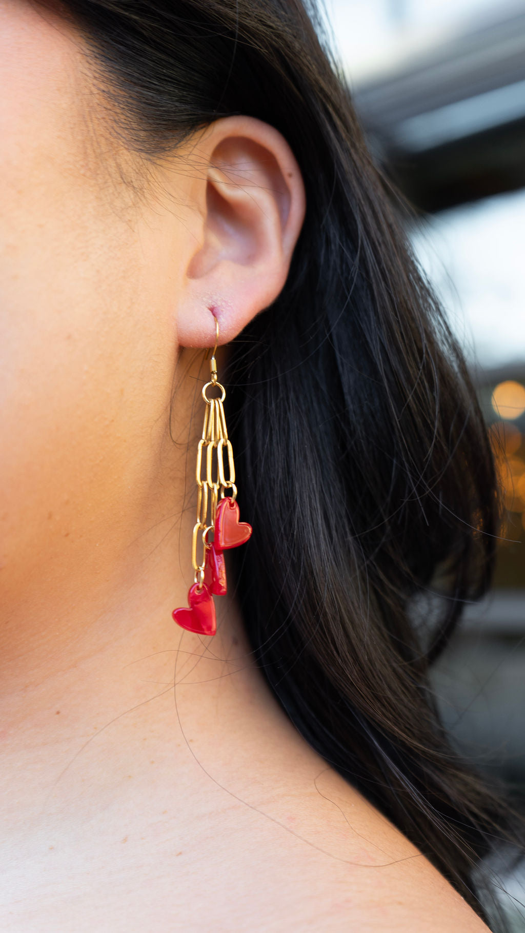 Shop Heartstring Earrings - Red- at Ruby Joy Boutique, a Women's Clothing Store in Pickerington, Ohio