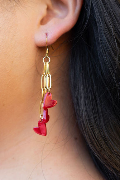 Shop Heartstring Earrings - Red- at Ruby Joy Boutique, a Women's Clothing Store in Pickerington, Ohio