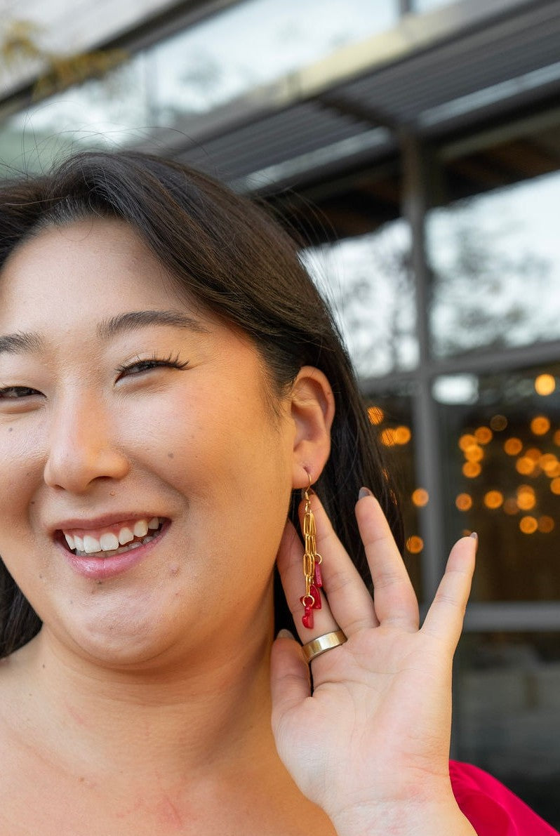 Shop Heartstring Earrings - Red- at Ruby Joy Boutique, a Women's Clothing Store in Pickerington, Ohio