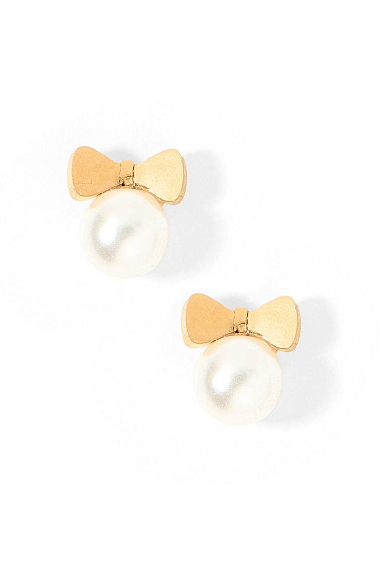 Shop Heidi Pearl Bow Screwback Stud Earrings- at Ruby Joy Boutique, a Women's Clothing Store in Pickerington, Ohio
