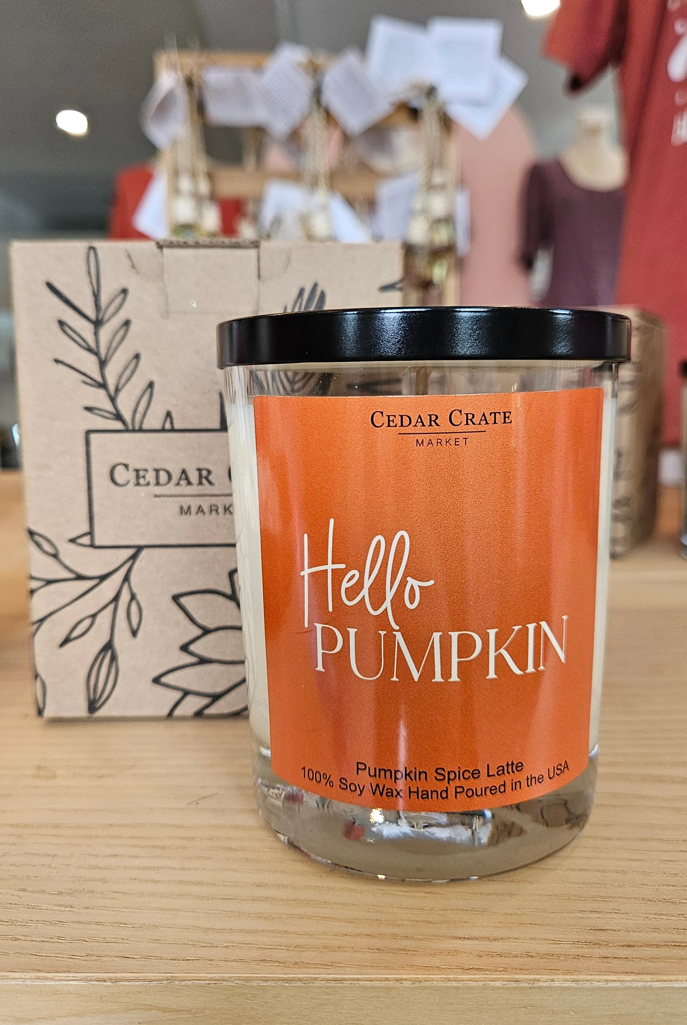Shop Hello Pumpkin | Pumpkin Spice Latte Soy Candle- at Ruby Joy Boutique, a Women's Clothing Store in Pickerington, Ohio