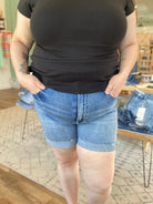 Shop High Rise Cuffed Hem Shorts-1XL at Ruby Joy Boutique, a Women's Clothing Store in Pickerington, Ohio