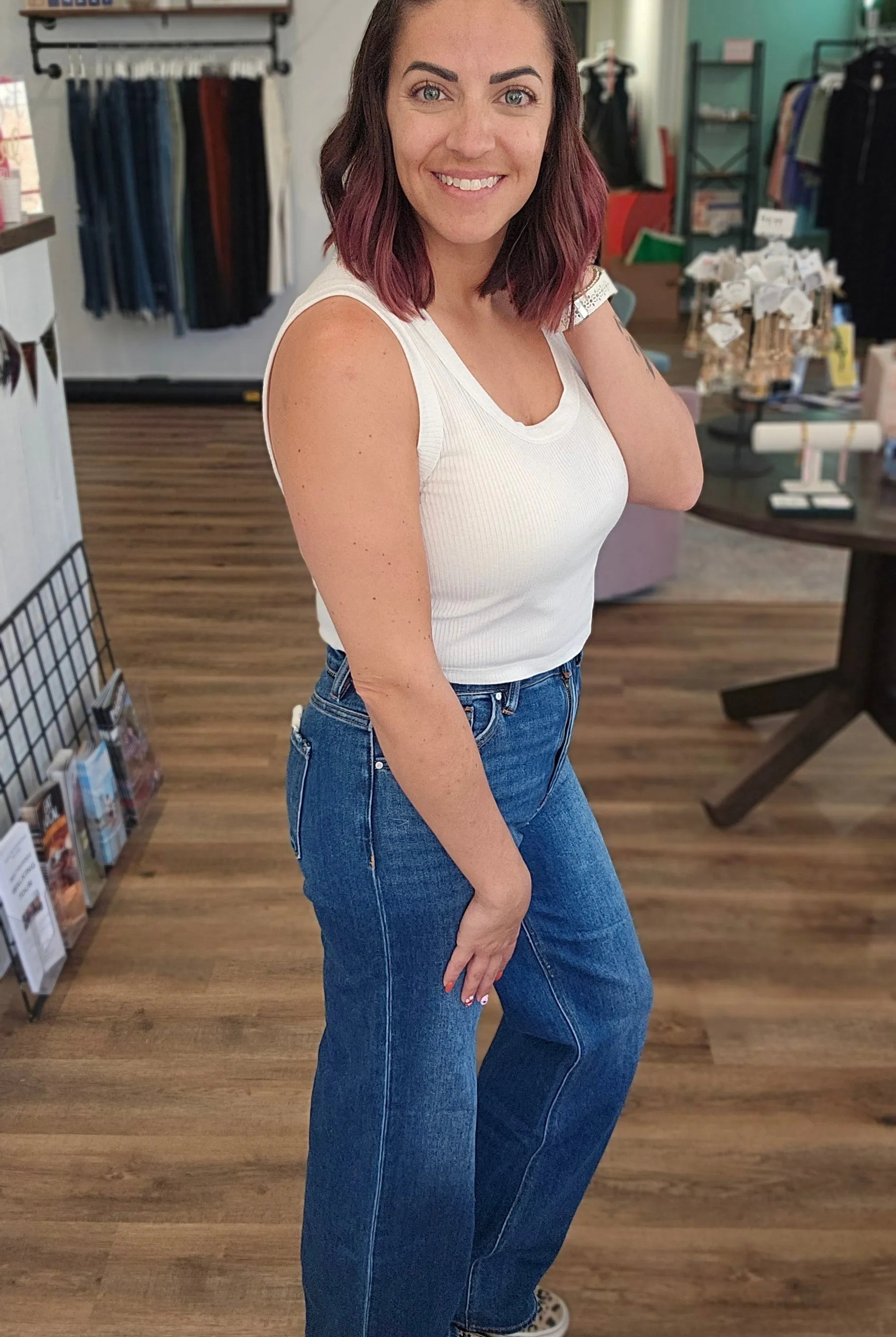 Shop High-Rise Straight Leg Jeans | Mica Denim- at Ruby Joy Boutique, a Women's Clothing Store in Pickerington, Ohio