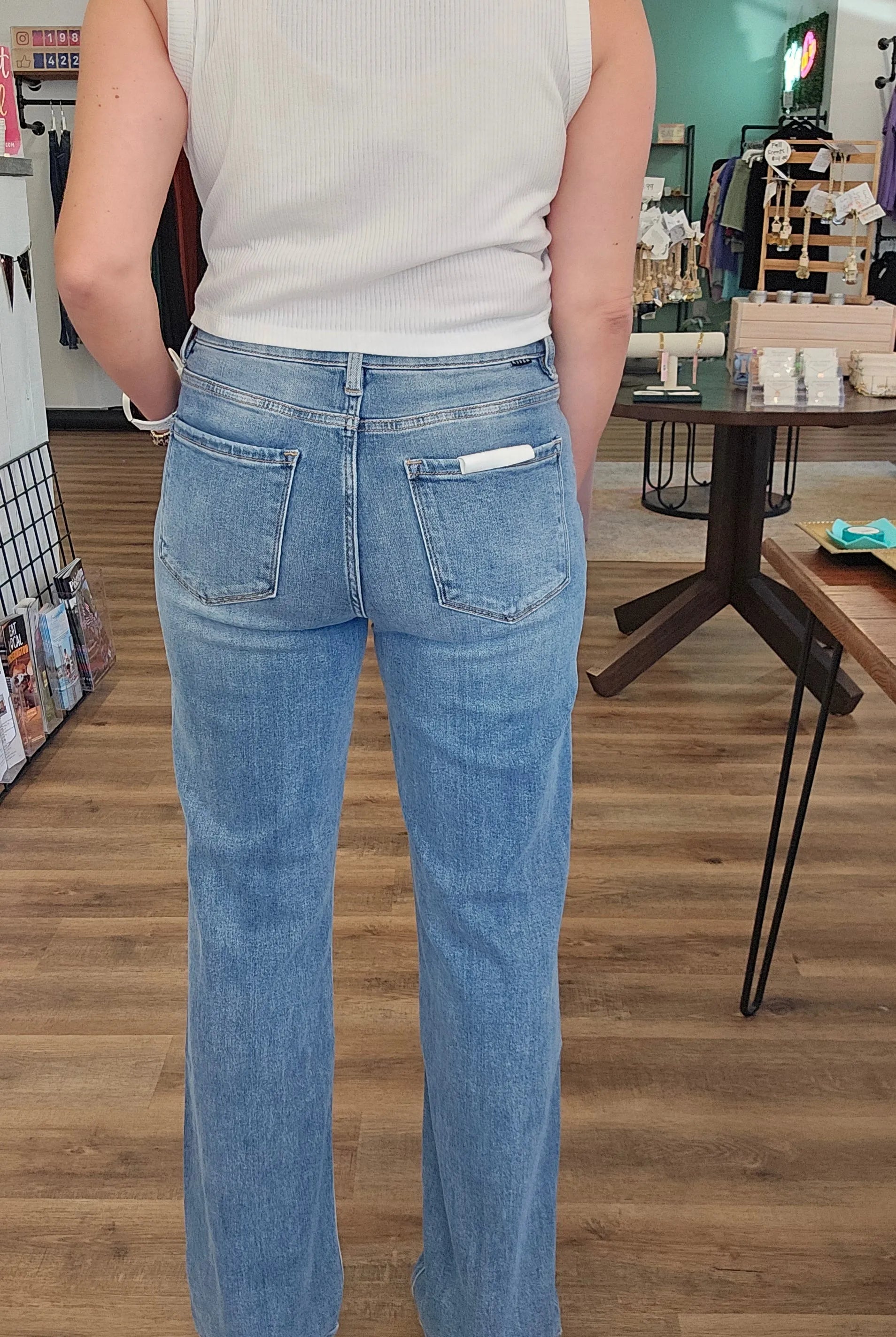 Shop High-Rise Straight Leg Jeans | Mica Denim- at Ruby Joy Boutique, a Women's Clothing Store in Pickerington, Ohio