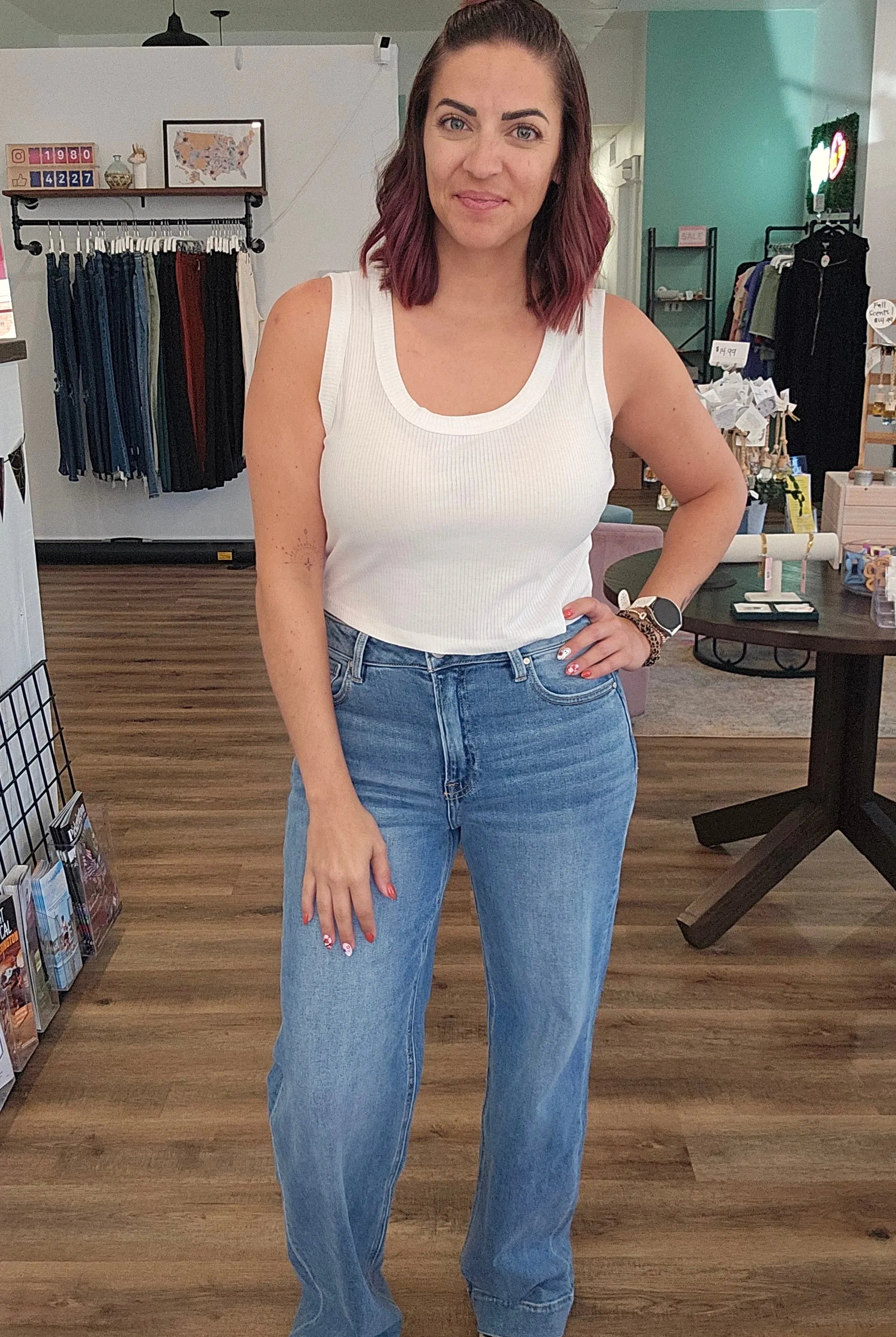 Shop High-Rise Straight Leg Jeans | Mica Denim- at Ruby Joy Boutique, a Women's Clothing Store in Pickerington, Ohio