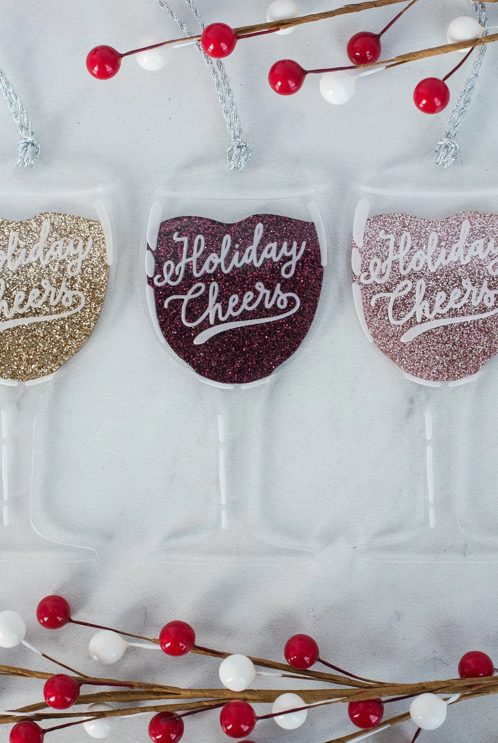 Shop Holiday Cheers Wine Ornament - 3 Varieties-Holiday Ornaments at Ruby Joy Boutique, a Women's Clothing Store in Pickerington, Ohio
