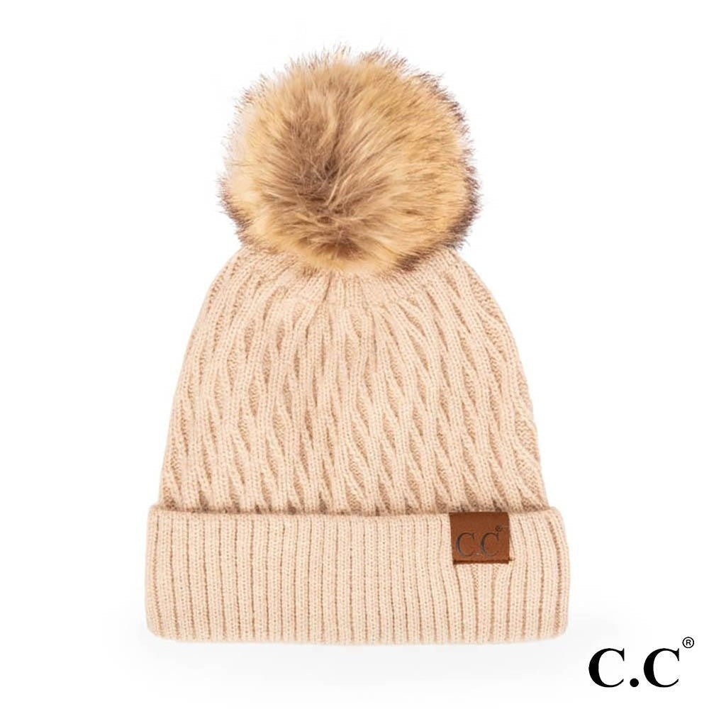 Shop Honeycomb Beanie with Pom - C.C.-Winter Hat at Ruby Joy Boutique, a Women's Clothing Store in Pickerington, Ohio