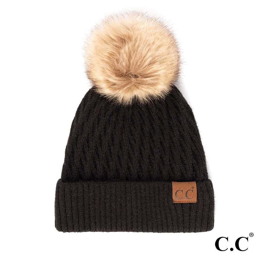 Shop Honeycomb Beanie with Pom - C.C.-Winter Hat at Ruby Joy Boutique, a Women's Clothing Store in Pickerington, Ohio
