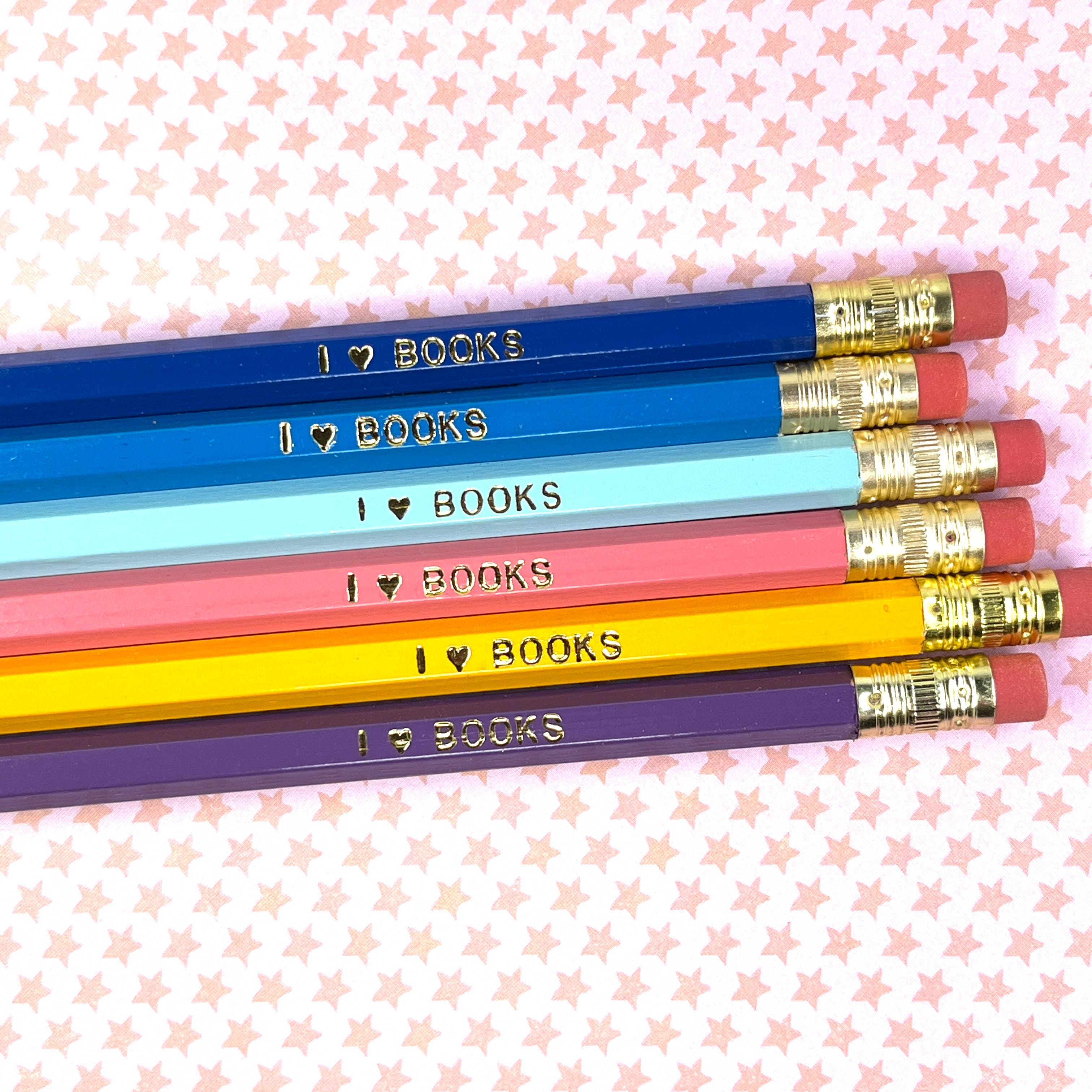 Shop I Love Books Pencils - Set of 6-Pen & Pencil Sets at Ruby Joy Boutique, a Women's Clothing Store in Pickerington, Ohio
