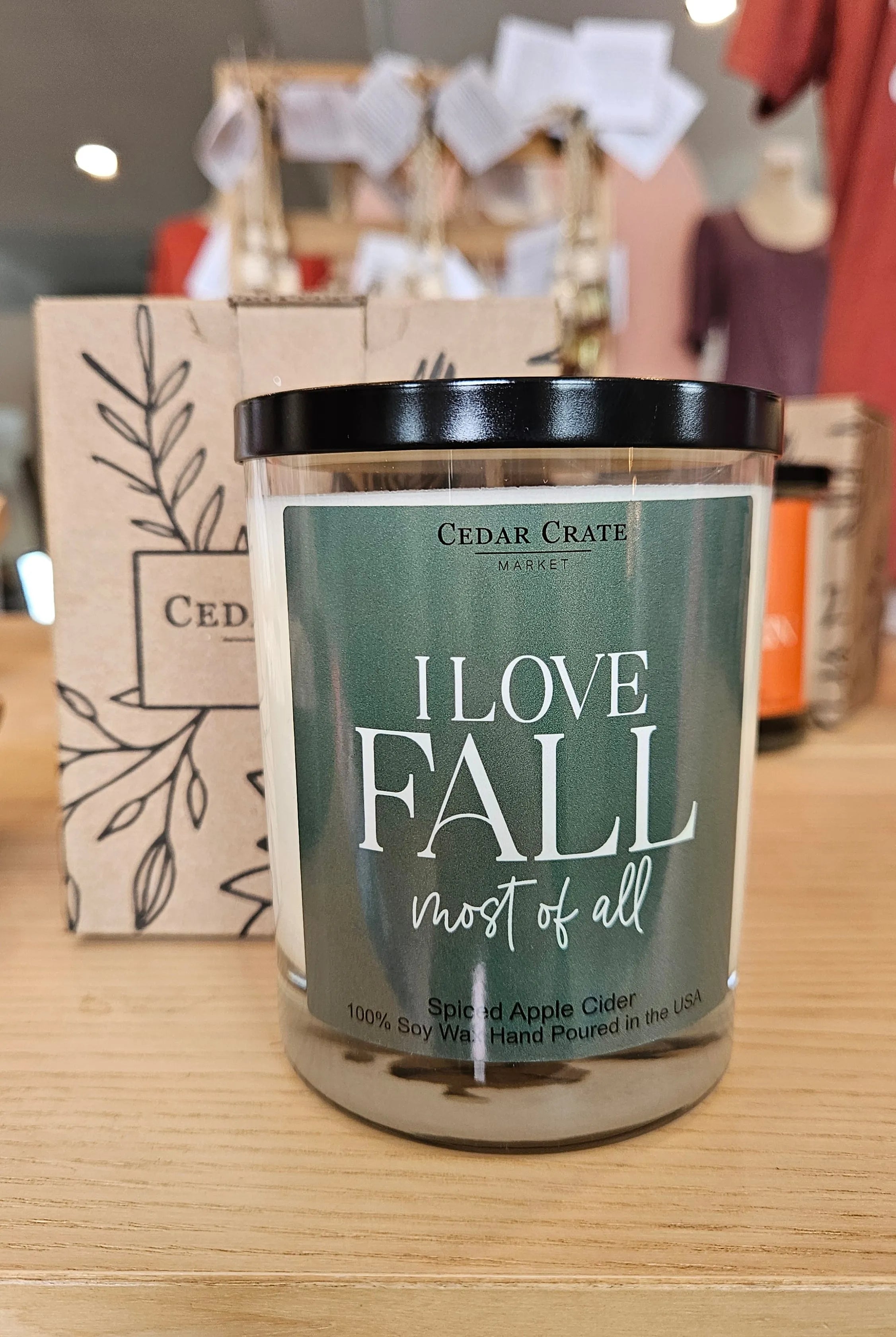 Shop I Love Fall Most of All | Spiced Apple Cider Soy Candle- at Ruby Joy Boutique, a Women's Clothing Store in Pickerington, Ohio