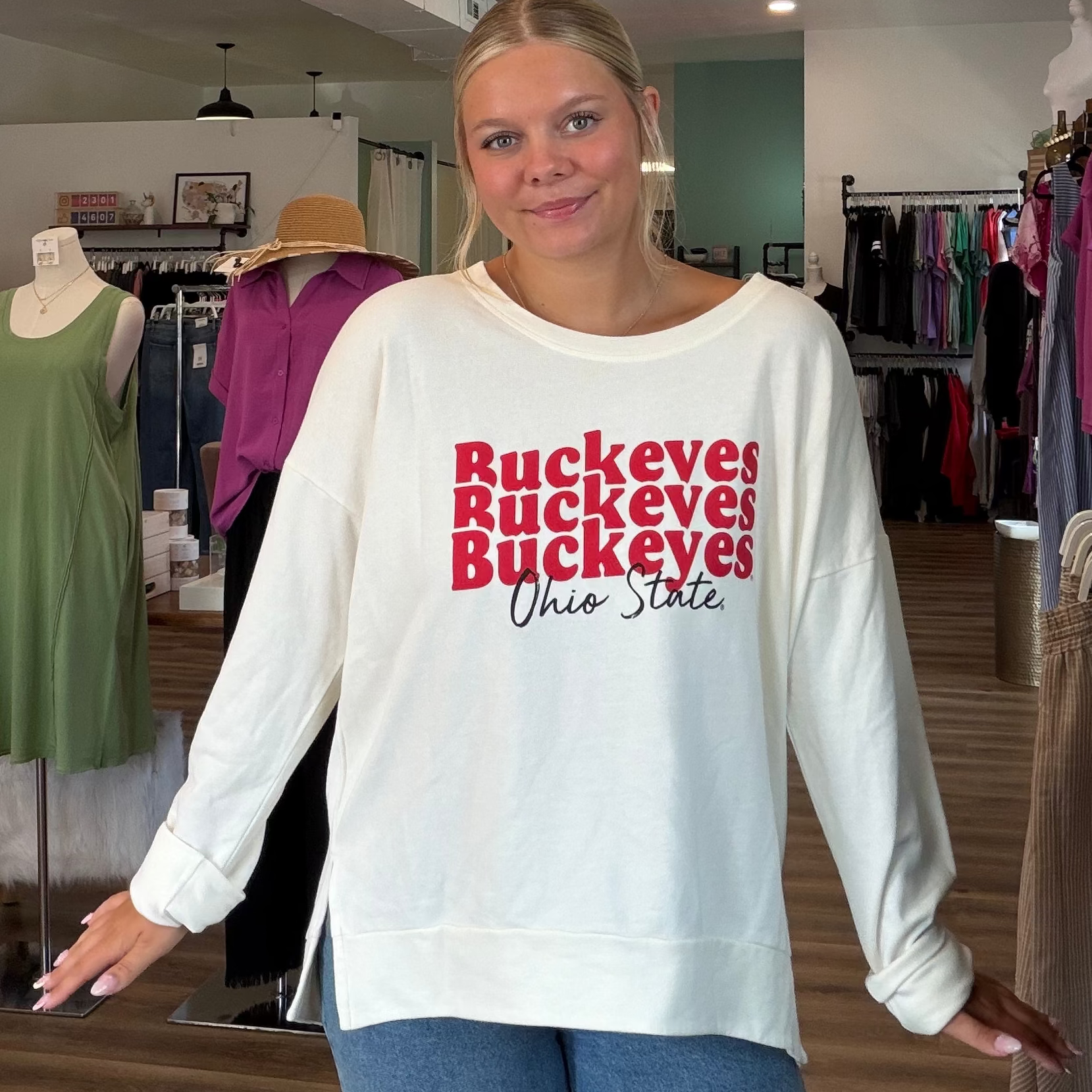 Shop Ohio State Buckeyes Marley Pullover- at Ruby Joy Boutique, a Women's Clothing Store in Pickerington, Ohio