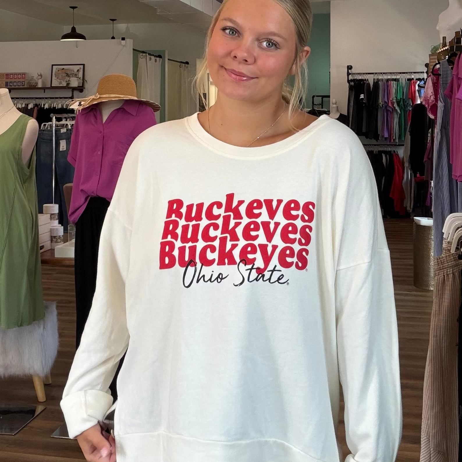 Shop Ohio State Buckeyes Marley Pullover- at Ruby Joy Boutique, a Women's Clothing Store in Pickerington, Ohio