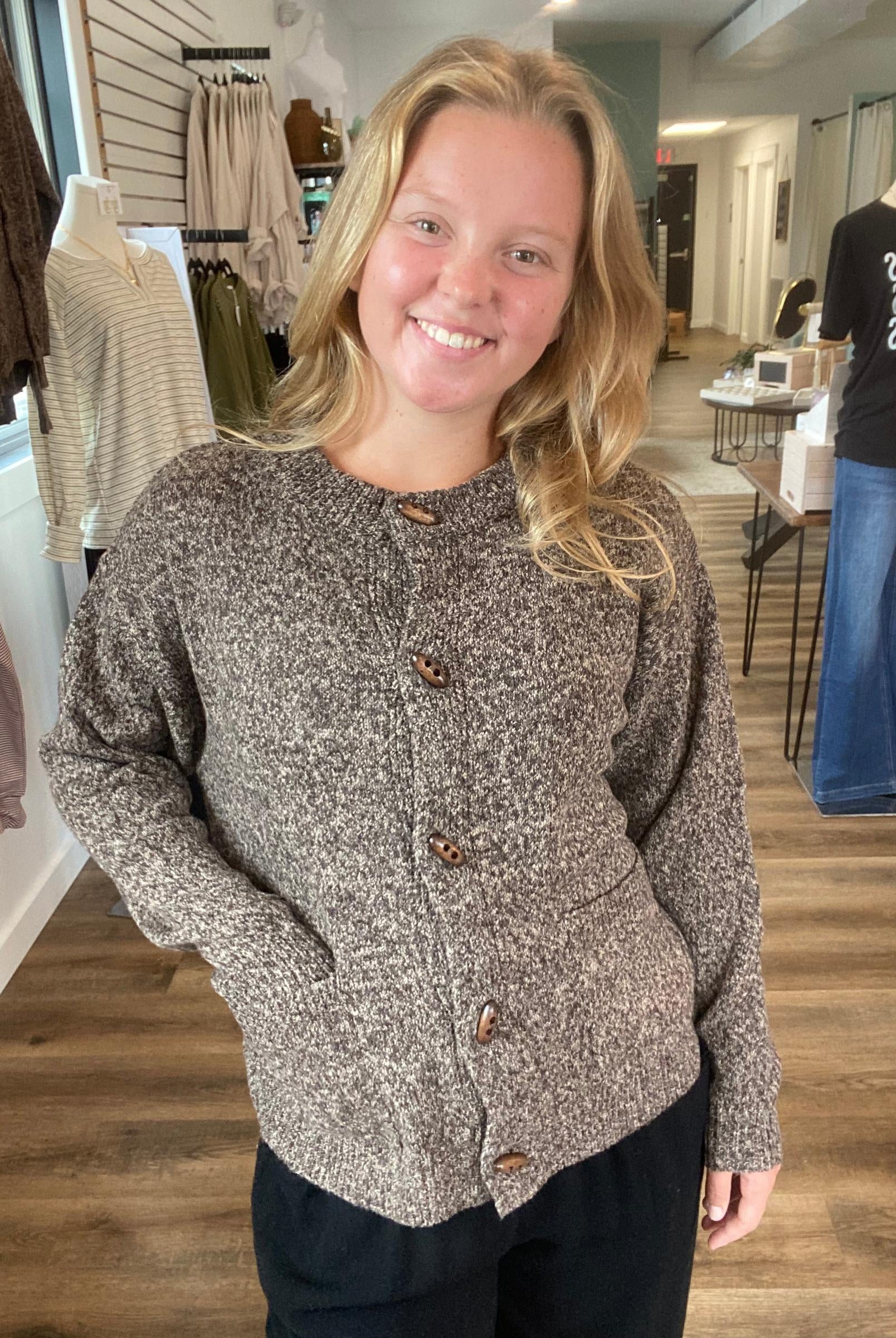 Shop Button Down Sweater Cardigan: Brown- at Ruby Joy Boutique, a Women's Clothing Store in Pickerington, Ohio