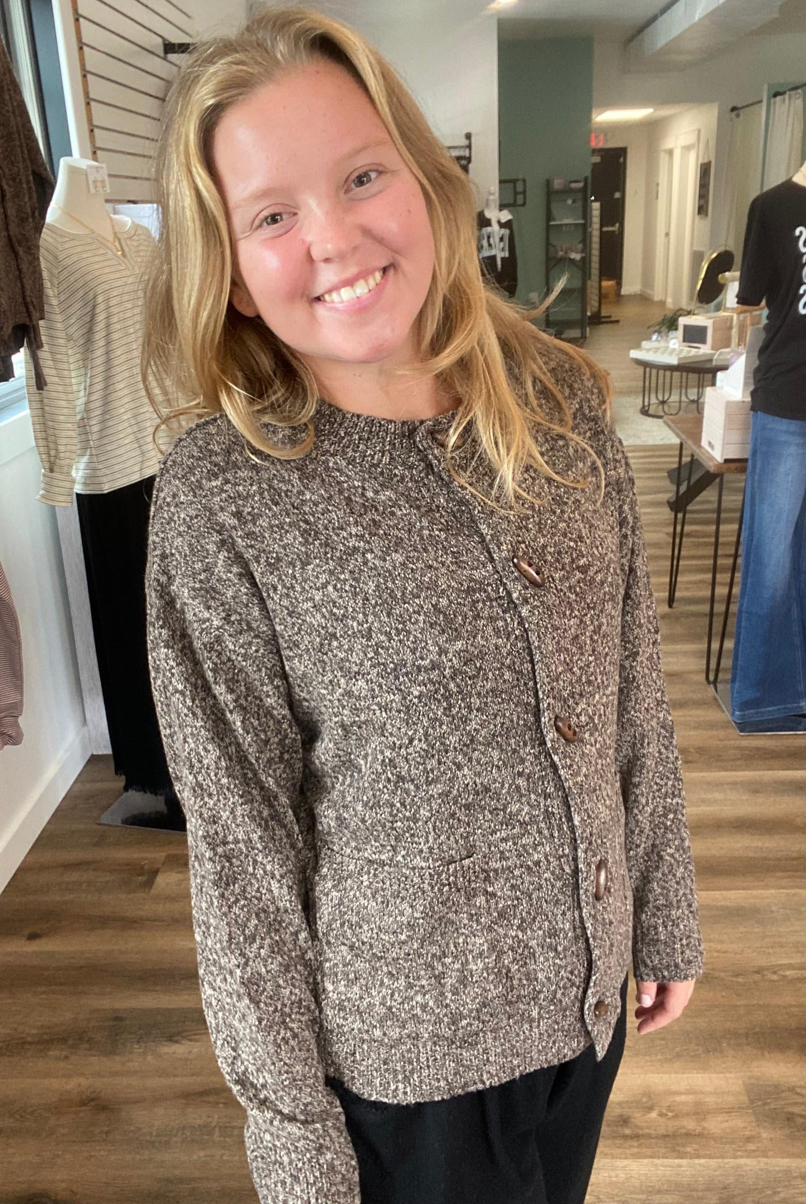 Shop Button Down Sweater Cardigan: Brown- at Ruby Joy Boutique, a Women's Clothing Store in Pickerington, Ohio