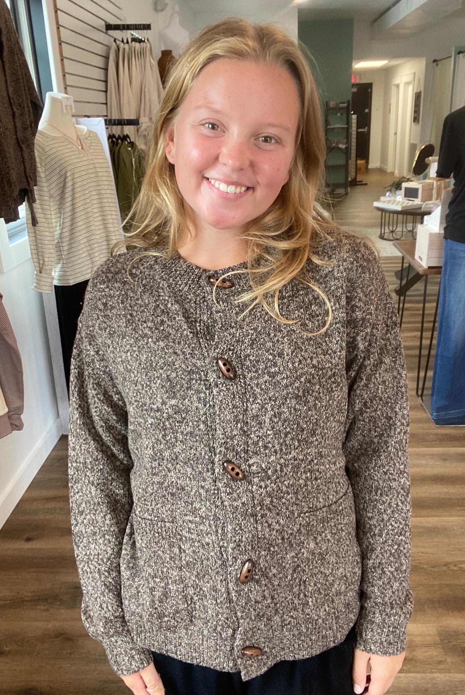 Shop Button Down Sweater Cardigan: Brown- at Ruby Joy Boutique, a Women's Clothing Store in Pickerington, Ohio