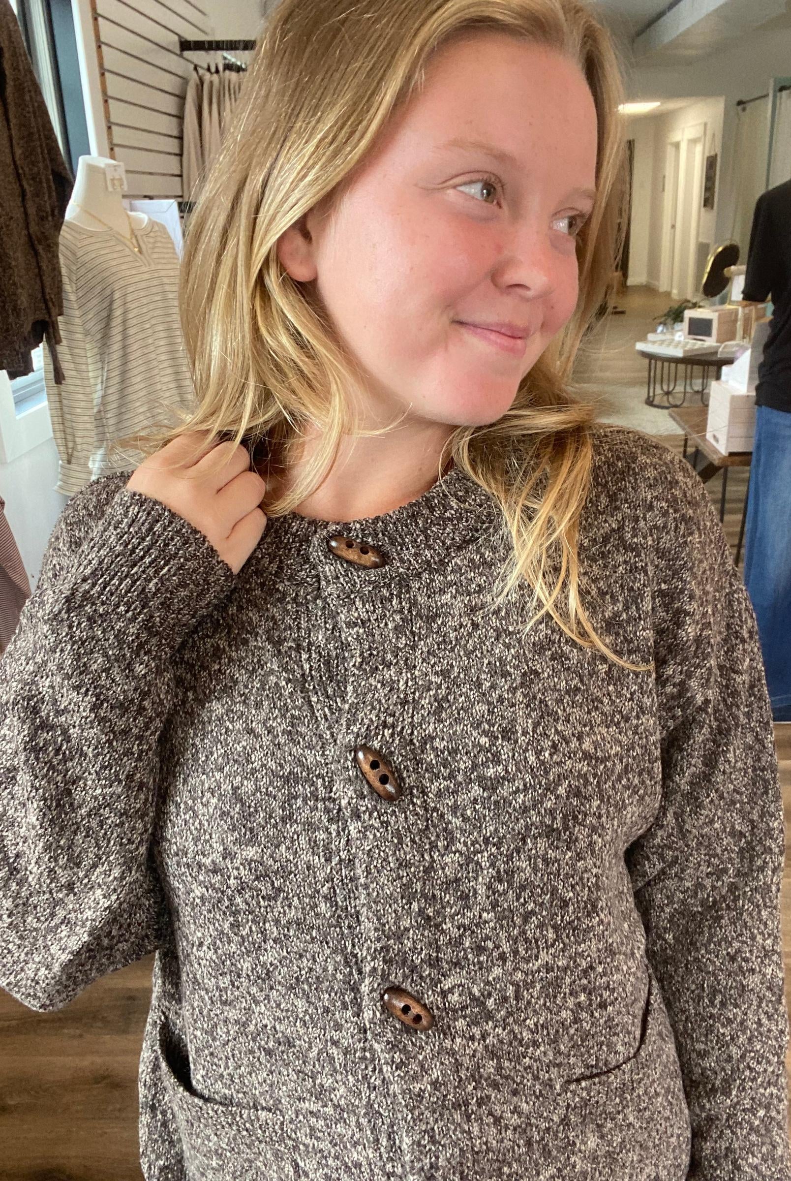 Shop Button Down Sweater Cardigan: Brown- at Ruby Joy Boutique, a Women's Clothing Store in Pickerington, Ohio