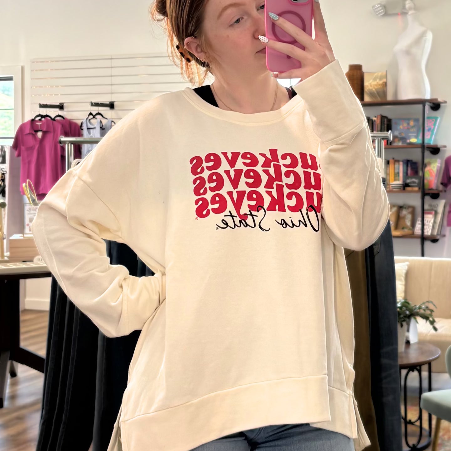 Shop Ohio State Buckeyes Marley Pullover- at Ruby Joy Boutique, a Women's Clothing Store in Pickerington, Ohio