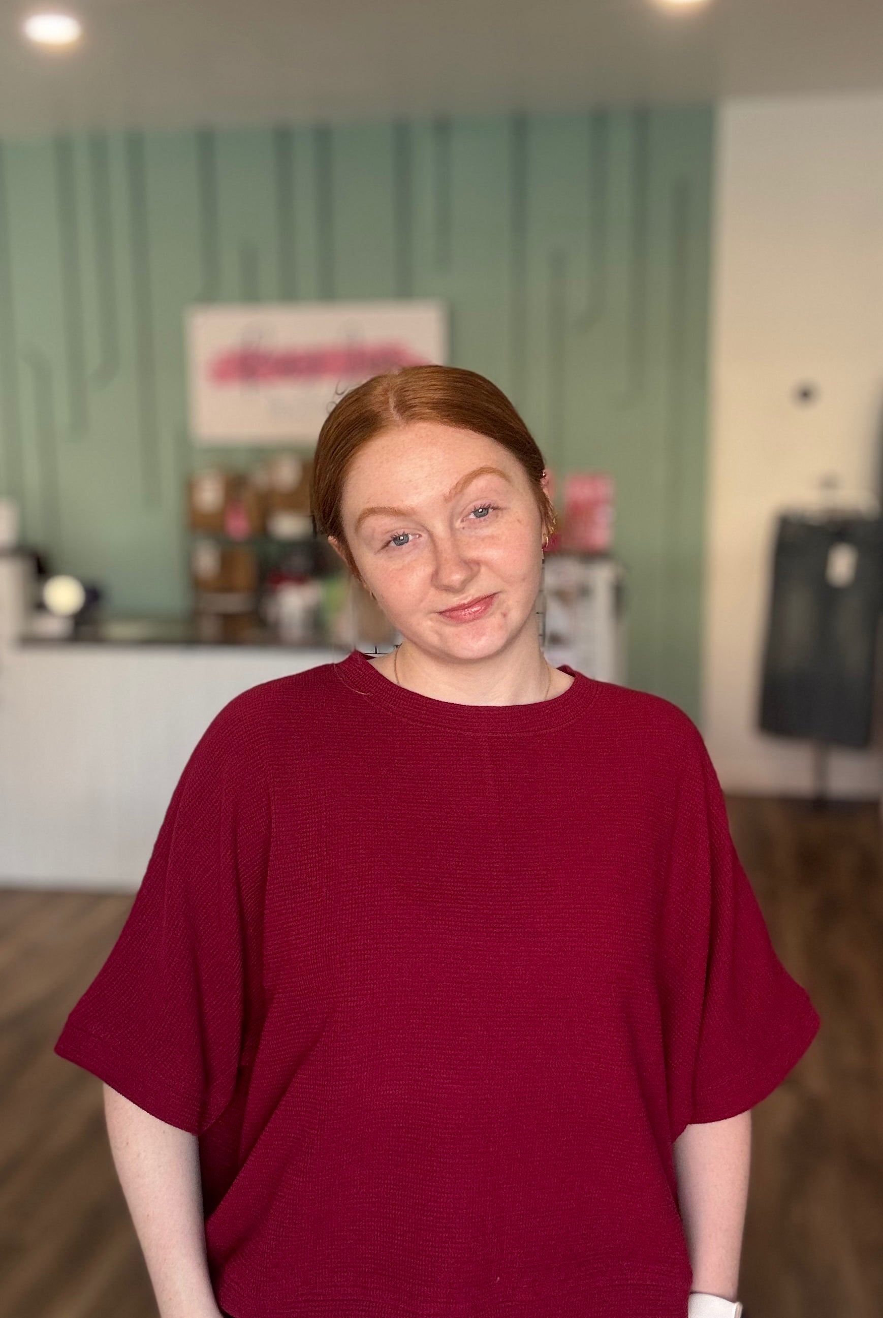 Shop Baby Waffle Knit Boxy Top - Cabernet- at Ruby Joy Boutique, a Women's Clothing Store in Pickerington, Ohio