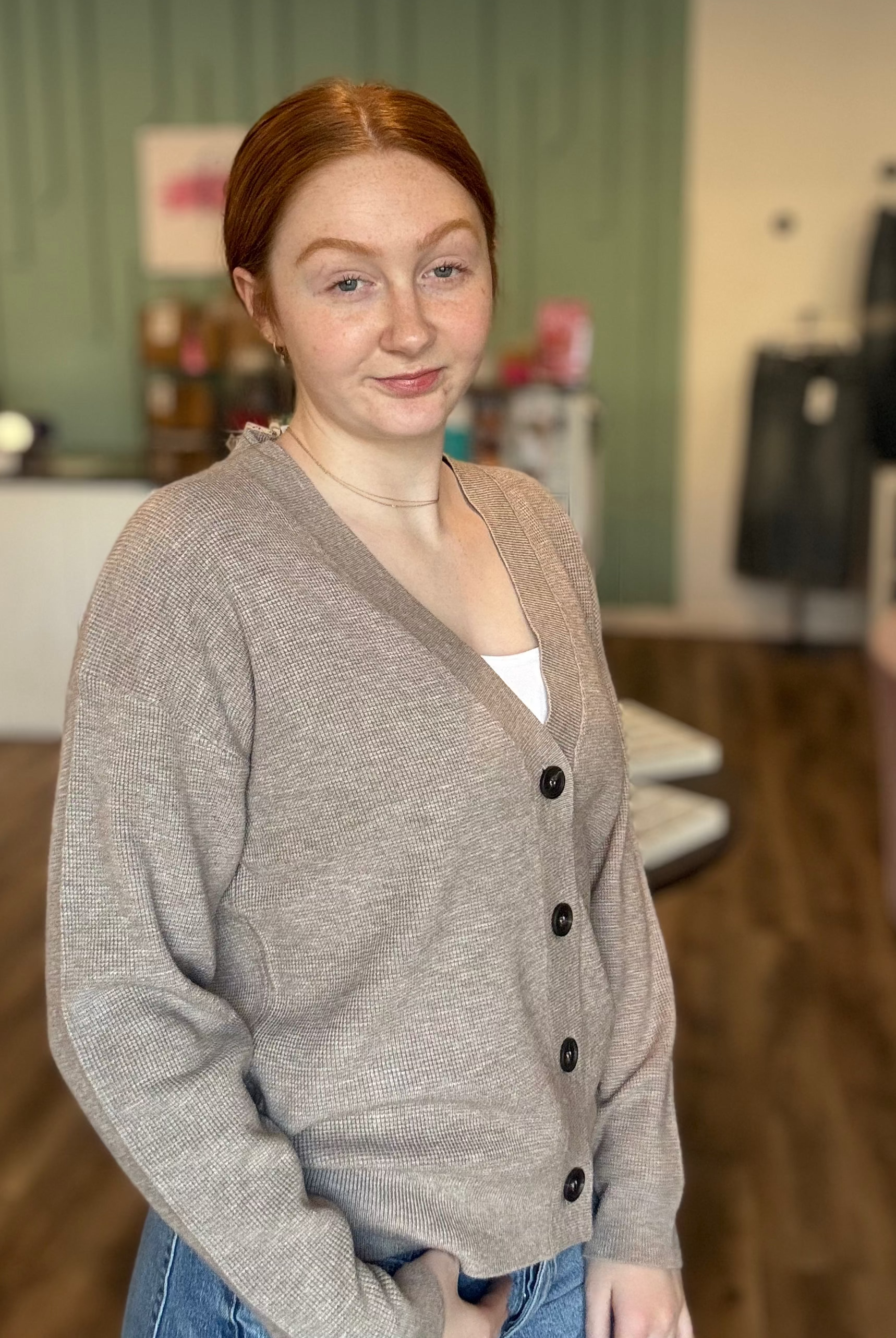 Shop Baby Waffle Knit Button Front Cardigan - Mocha- at Ruby Joy Boutique, a Women's Clothing Store in Pickerington, Ohio