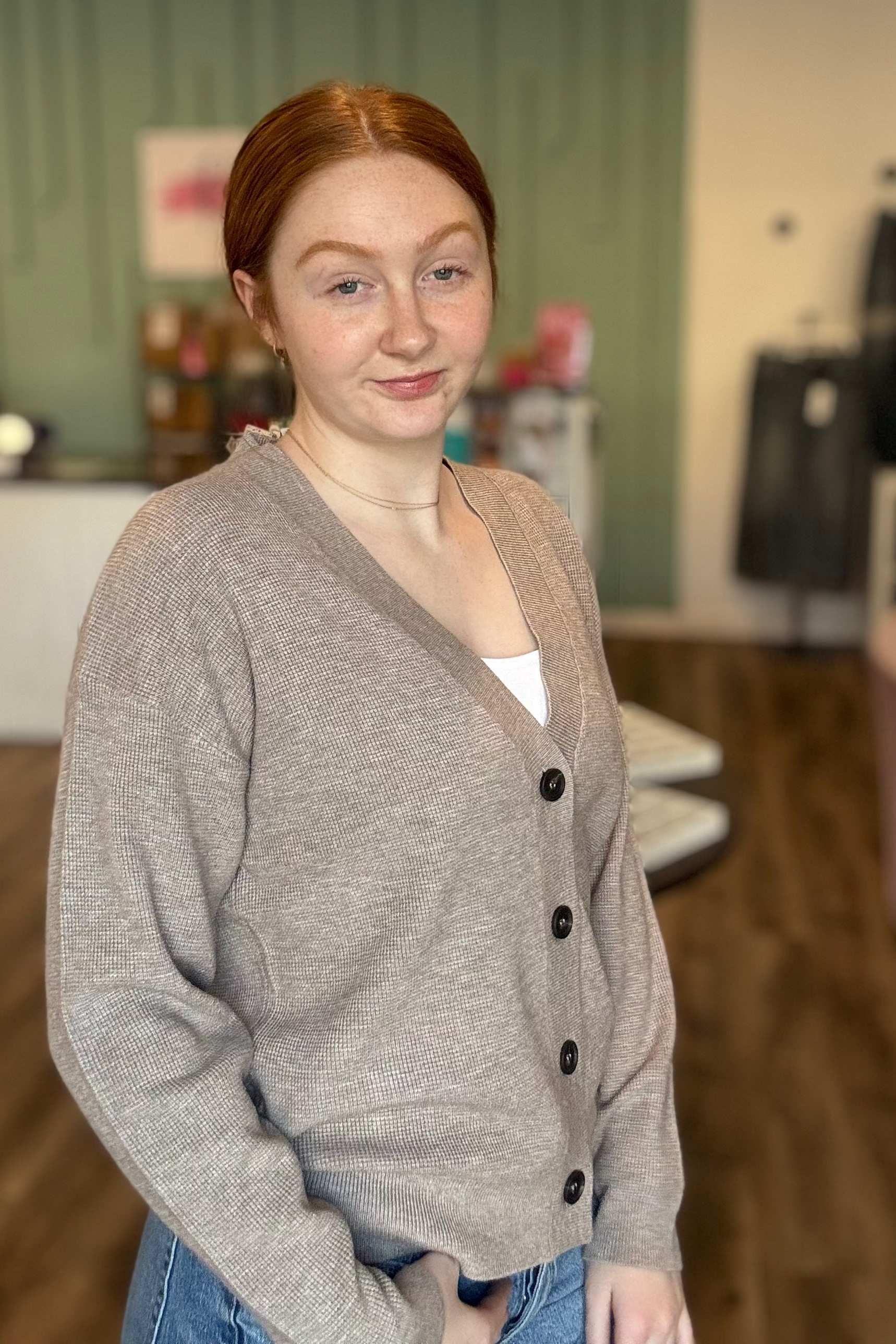 Shop Baby Waffle Knit Button Front Cardigan - Mocha- at Ruby Joy Boutique, a Women's Clothing Store in Pickerington, Ohio