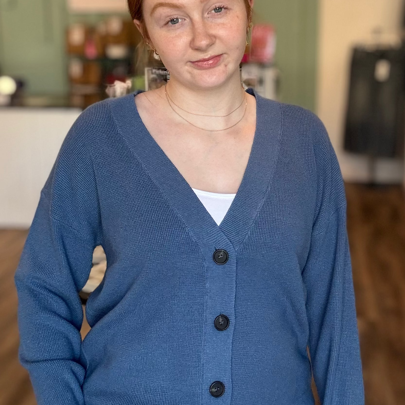 Shop Baby Waffle Knit Button Front Cardigan - Dusty Blue- at Ruby Joy Boutique, a Women's Clothing Store in Pickerington, Ohio