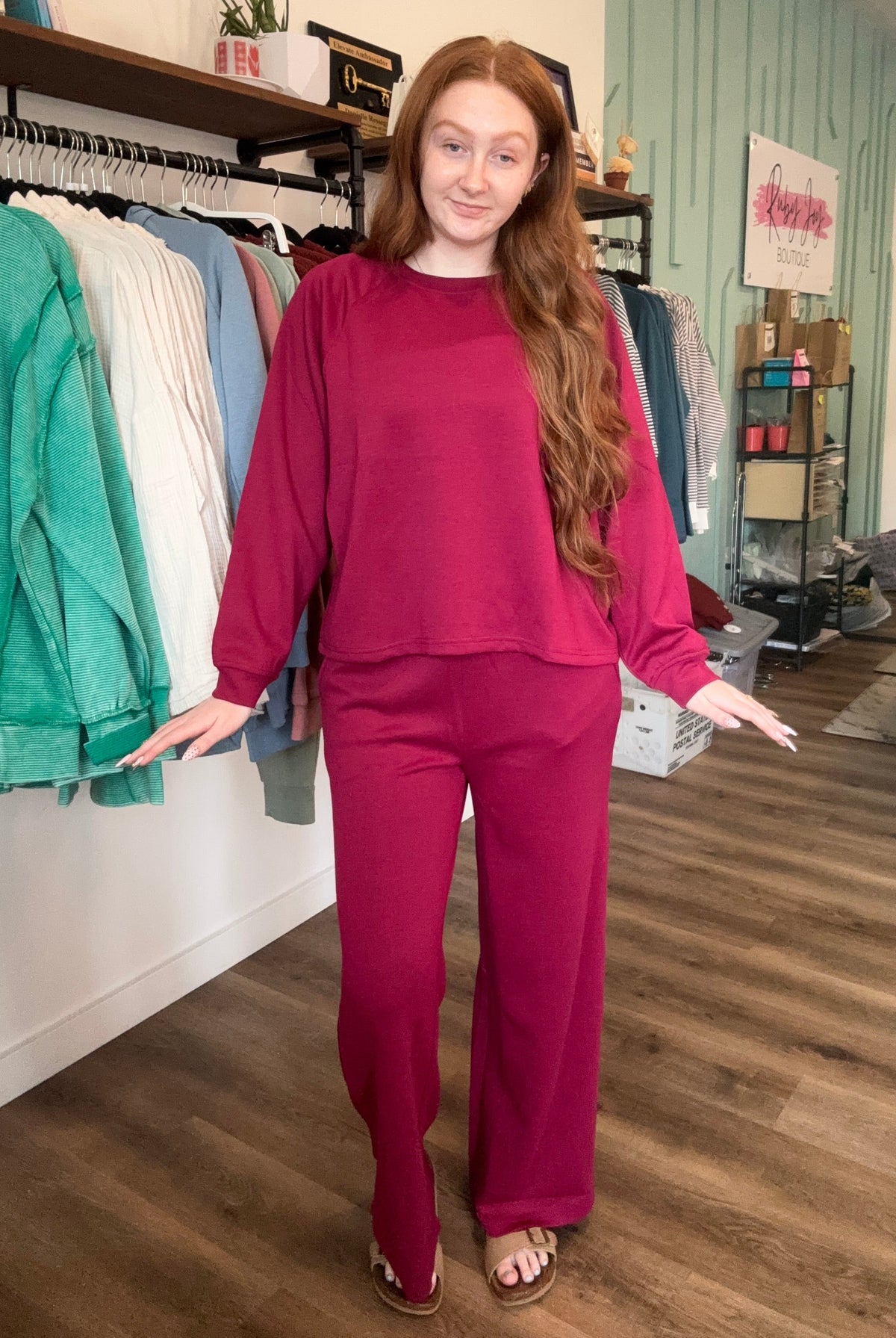 Shop All Day 2 Piece Scuba Set - Cabernet- at Ruby Joy Boutique, a Women's Clothing Store in Pickerington, Ohio