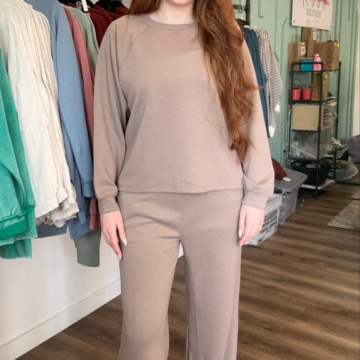 Shop All Day 2 Piece Scuba Set - Cocoa- at Ruby Joy Boutique, a Women's Clothing Store in Pickerington, Ohio