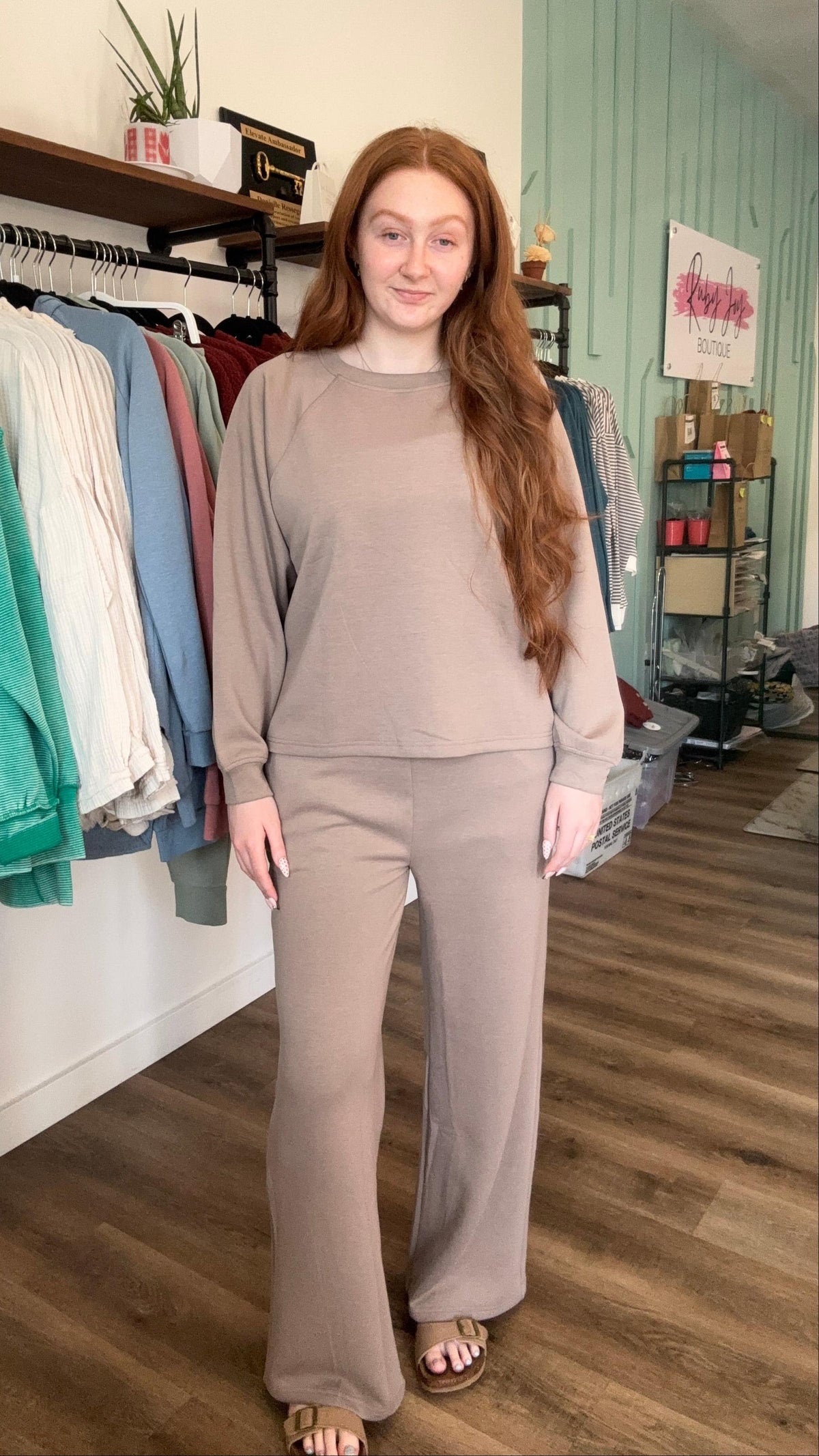 Shop All Day 2 Piece Scuba Set - Cocoa- at Ruby Joy Boutique, a Women's Clothing Store in Pickerington, Ohio