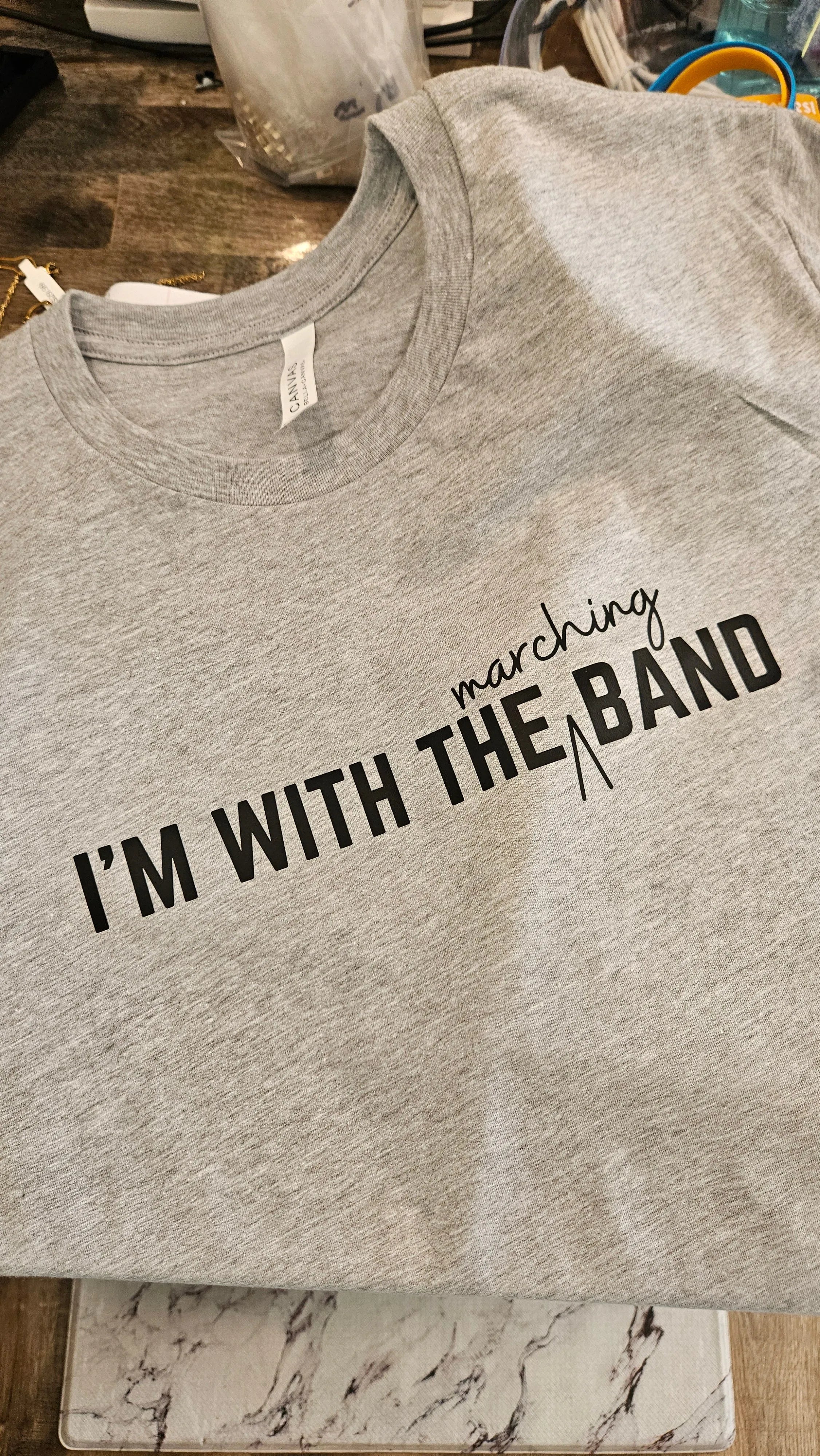 Shop I'm With the Marching Band Tee-Small at Ruby Joy Boutique, a Women's Clothing Store in Pickerington, Ohio