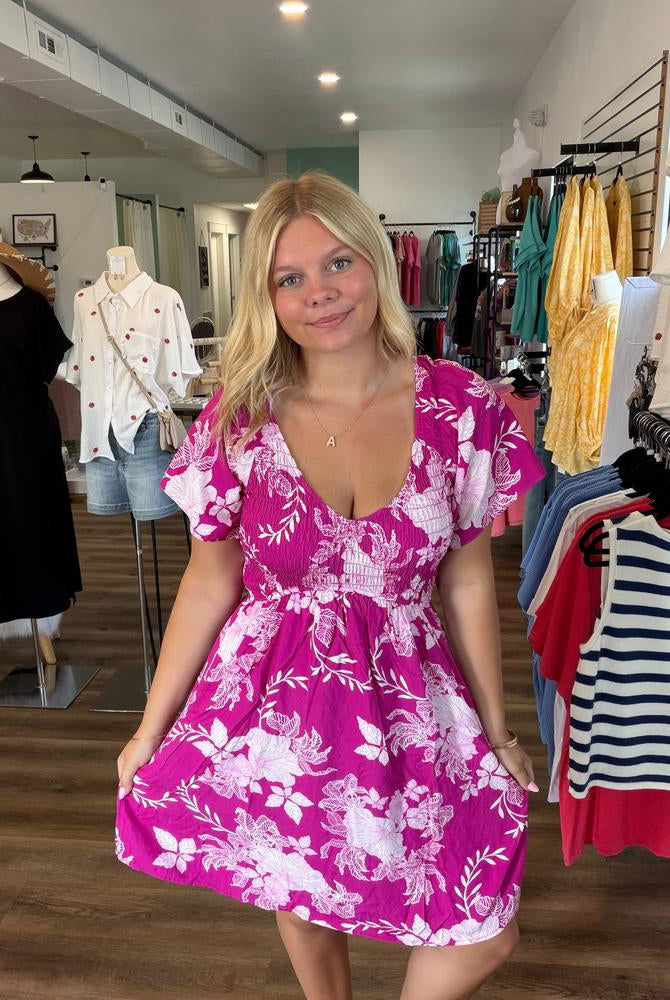 Shop Island Escape Smocked Dress with Pockets - Reversible- at Ruby Joy Boutique, a Women's Clothing Store in Pickerington, Ohio
