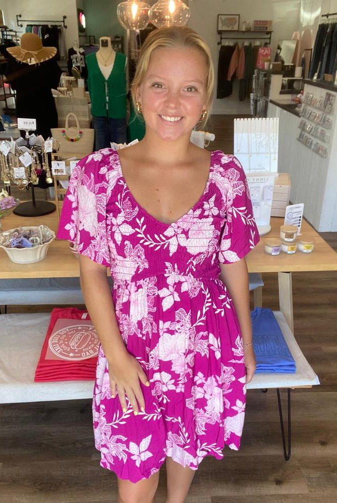 Shop Island Escape Smocked Dress with Pockets - Reversible- at Ruby Joy Boutique, a Women's Clothing Store in Pickerington, Ohio