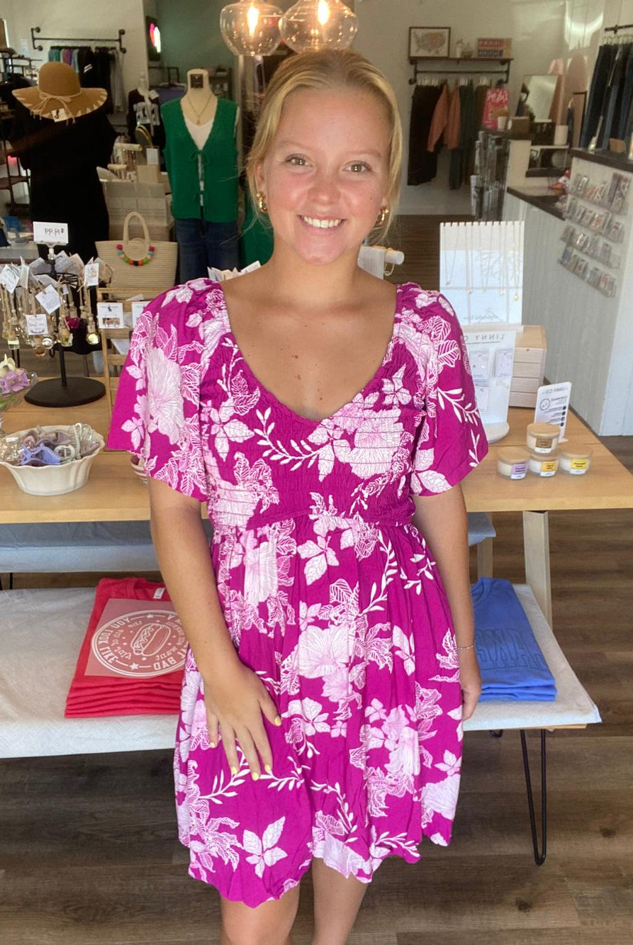 Shop Island Escape Smocked Dress with Pockets - Reversible- at Ruby Joy Boutique, a Women's Clothing Store in Pickerington, Ohio