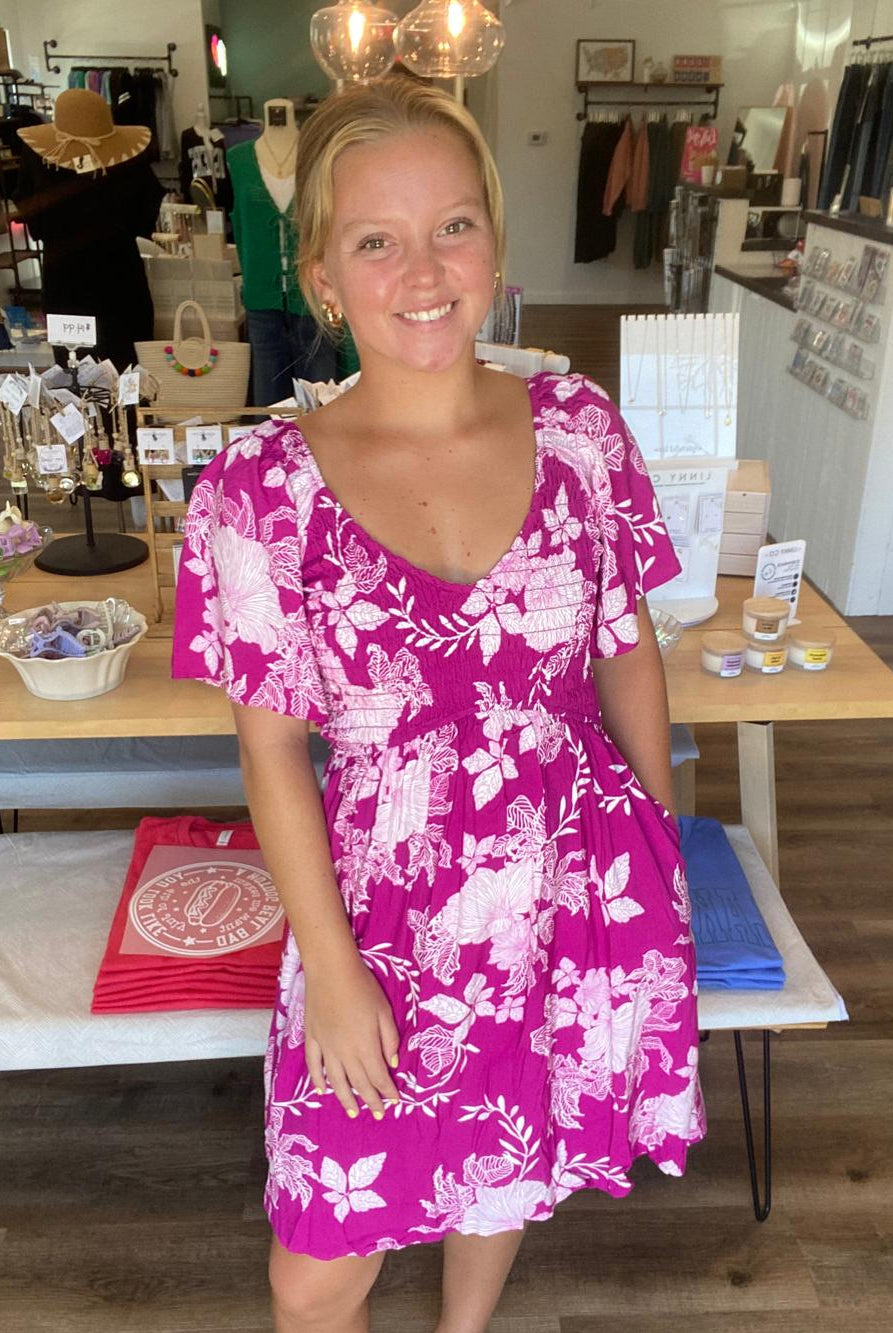 Shop Island Escape Smocked Dress with Pockets - Reversible- at Ruby Joy Boutique, a Women's Clothing Store in Pickerington, Ohio