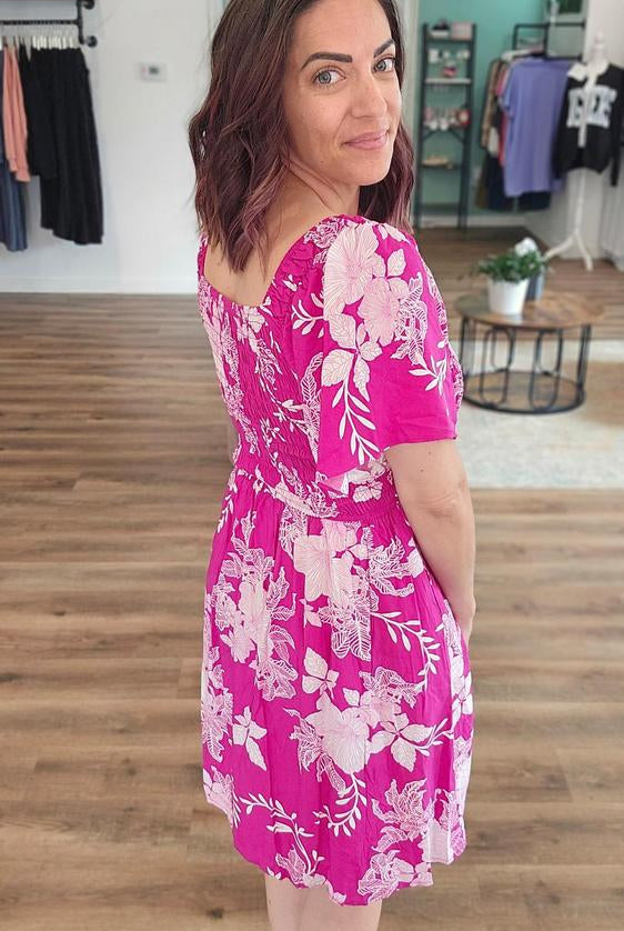Shop Island Escape Smocked Dress with Pockets - Reversible- at Ruby Joy Boutique, a Women's Clothing Store in Pickerington, Ohio