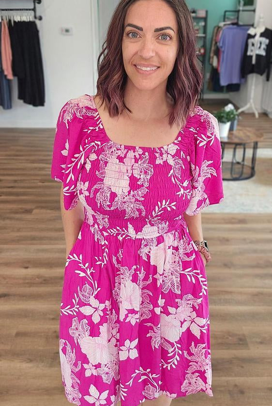 Shop Island Escape Smocked Dress with Pockets - Reversible- at Ruby Joy Boutique, a Women's Clothing Store in Pickerington, Ohio