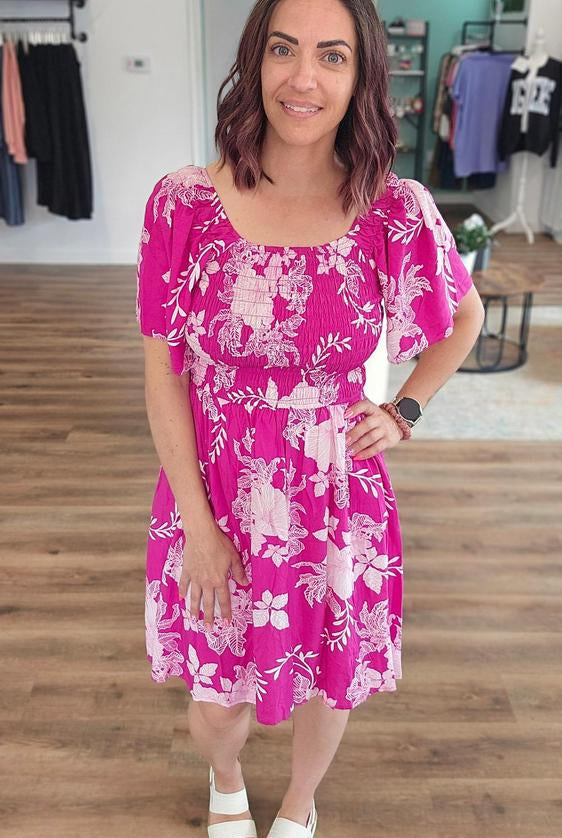 Shop Island Escape Smocked Dress with Pockets - Reversible- at Ruby Joy Boutique, a Women's Clothing Store in Pickerington, Ohio