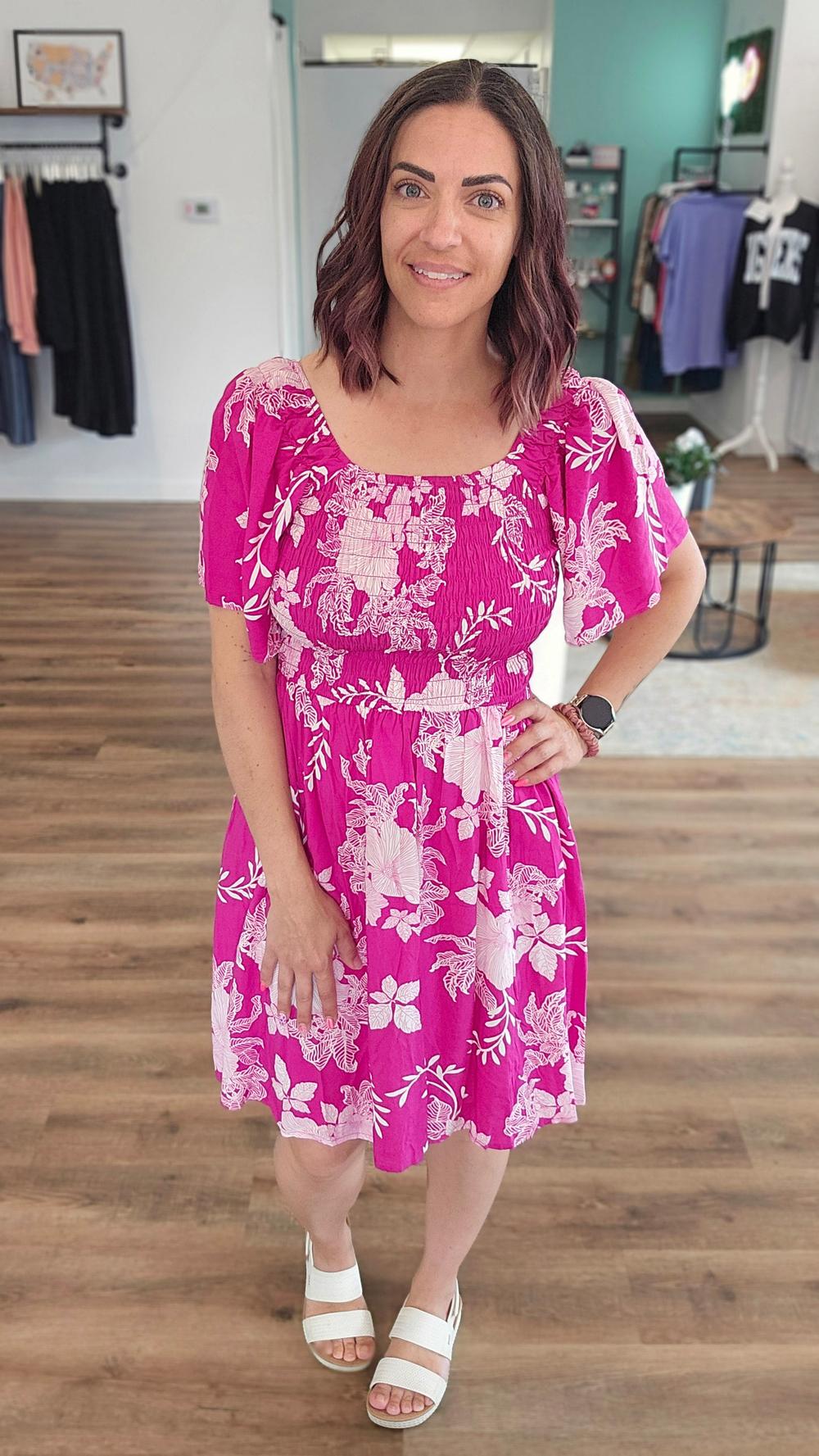 Shop Island Escape Smocked Dress with Pockets - Reversible- at Ruby Joy Boutique, a Women's Clothing Store in Pickerington, Ohio