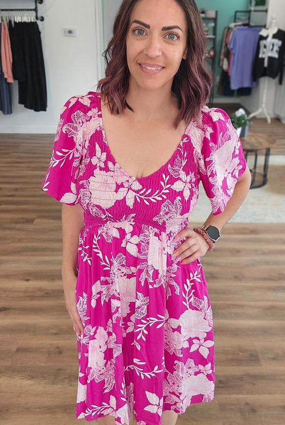 Shop Island Escape Smocked Dress with Pockets - Reversible- at Ruby Joy Boutique, a Women's Clothing Store in Pickerington, Ohio