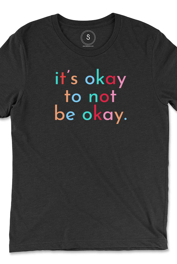 Shop It's Okay Classic Tee | Kind Cotton-Charcoal at Ruby Joy Boutique, a Women's Clothing Store in Pickerington, Ohio