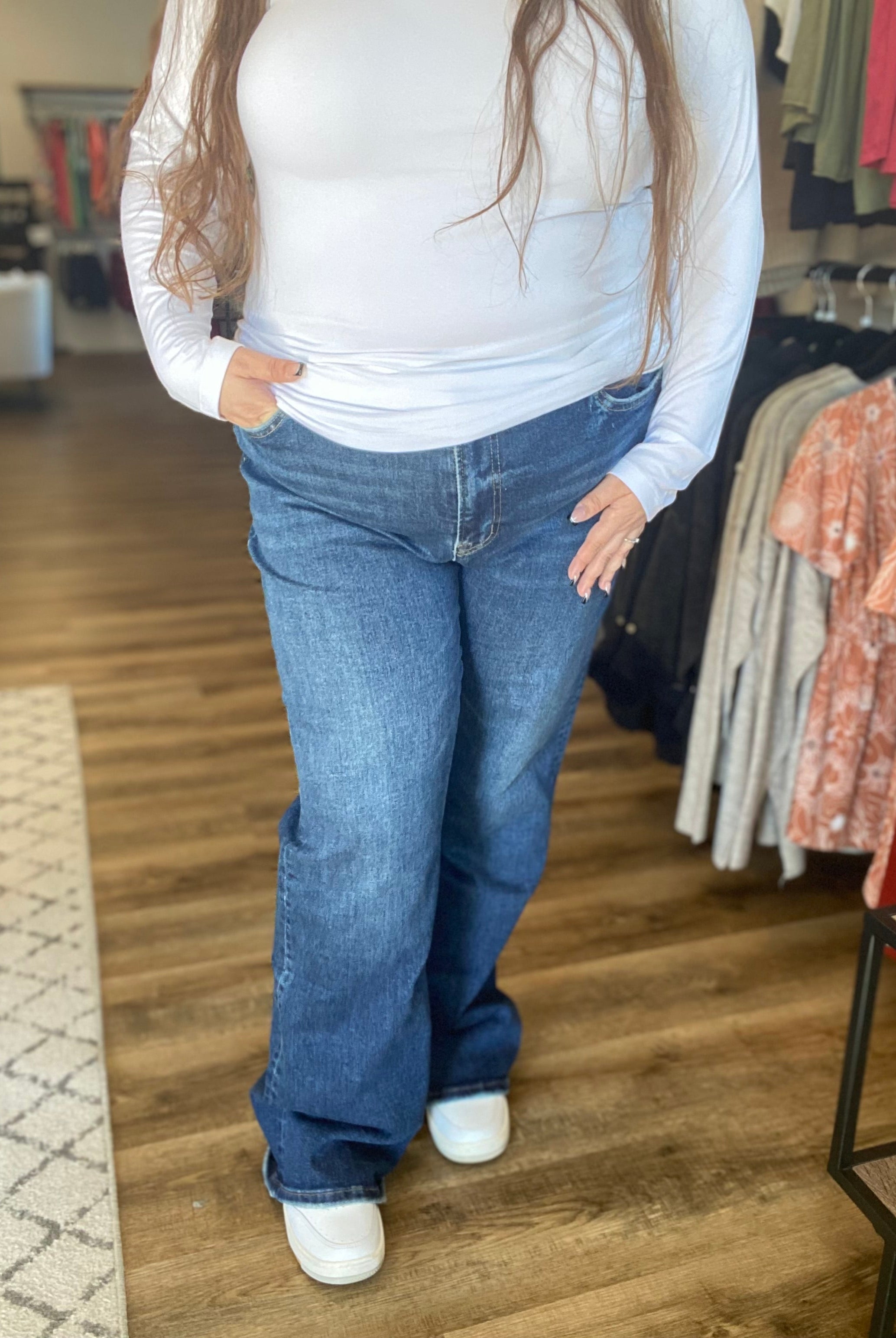 Shop Jayla High Rise Bootcut | Mica Denim-Jeans at Ruby Joy Boutique, a Women's Clothing Store in Pickerington, Ohio